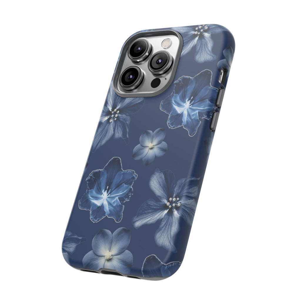 Navy Floral Tough Phone Case — Blue Bloom Protective Cover