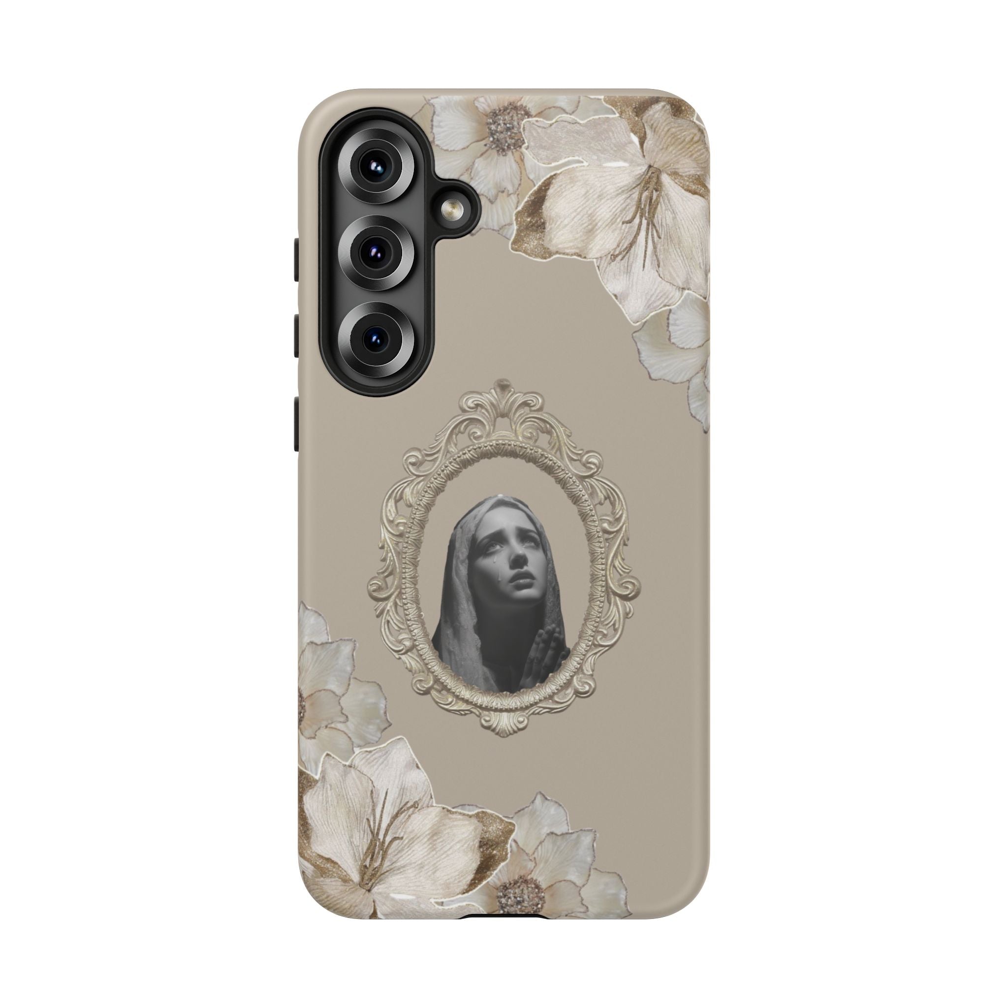 Vintage Floral Phone Case with Sacred Madonna Portrait