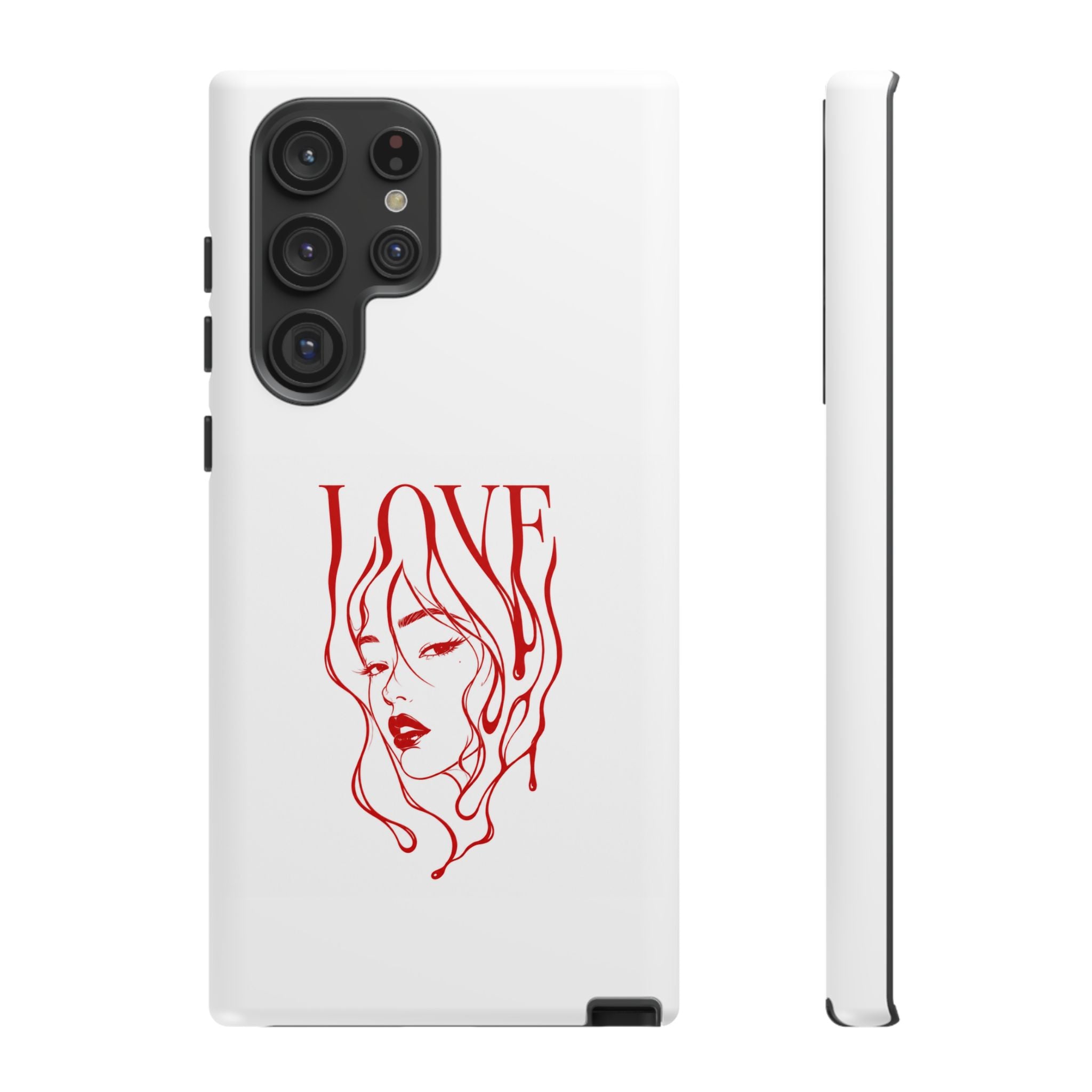 Red Line Art 'Love' Face Design - Tough Case