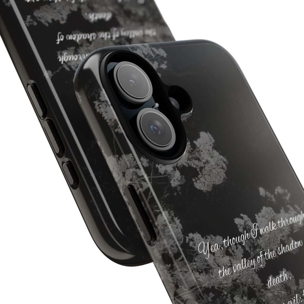 Bible Verse Phone Case — Psalm 23:4 Comfort Black Protective Cover