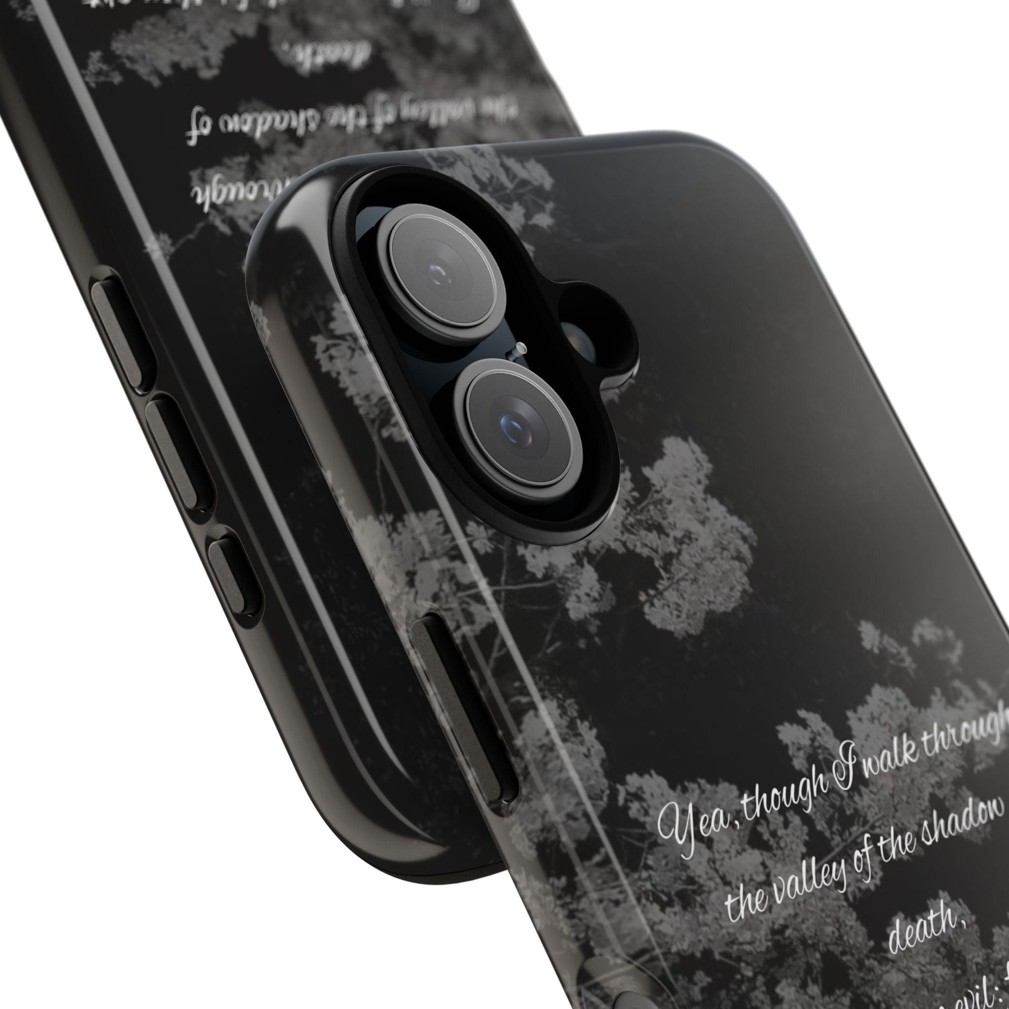 Bible Verse Phone Case — Psalm 23:4 Comfort Black Protective Cover
