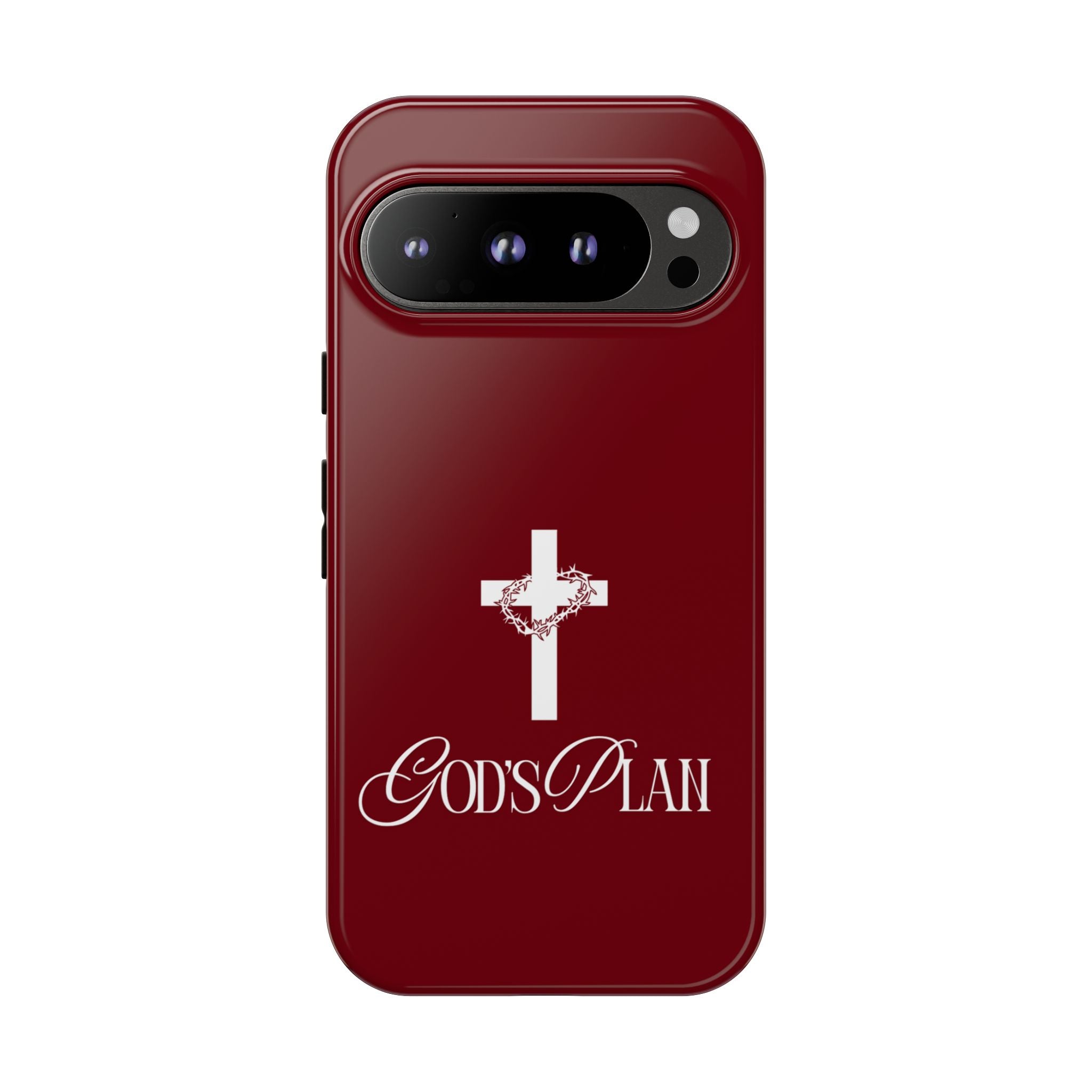 God's Plan — Christian Tough Phone Case | Cross Faith Burgundy Cover