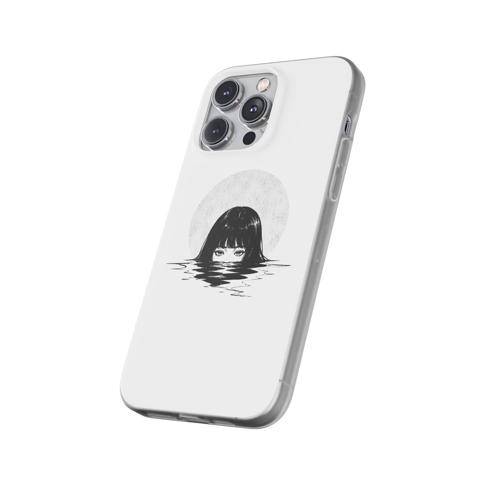Minimalist Creepy Girl Moon Design