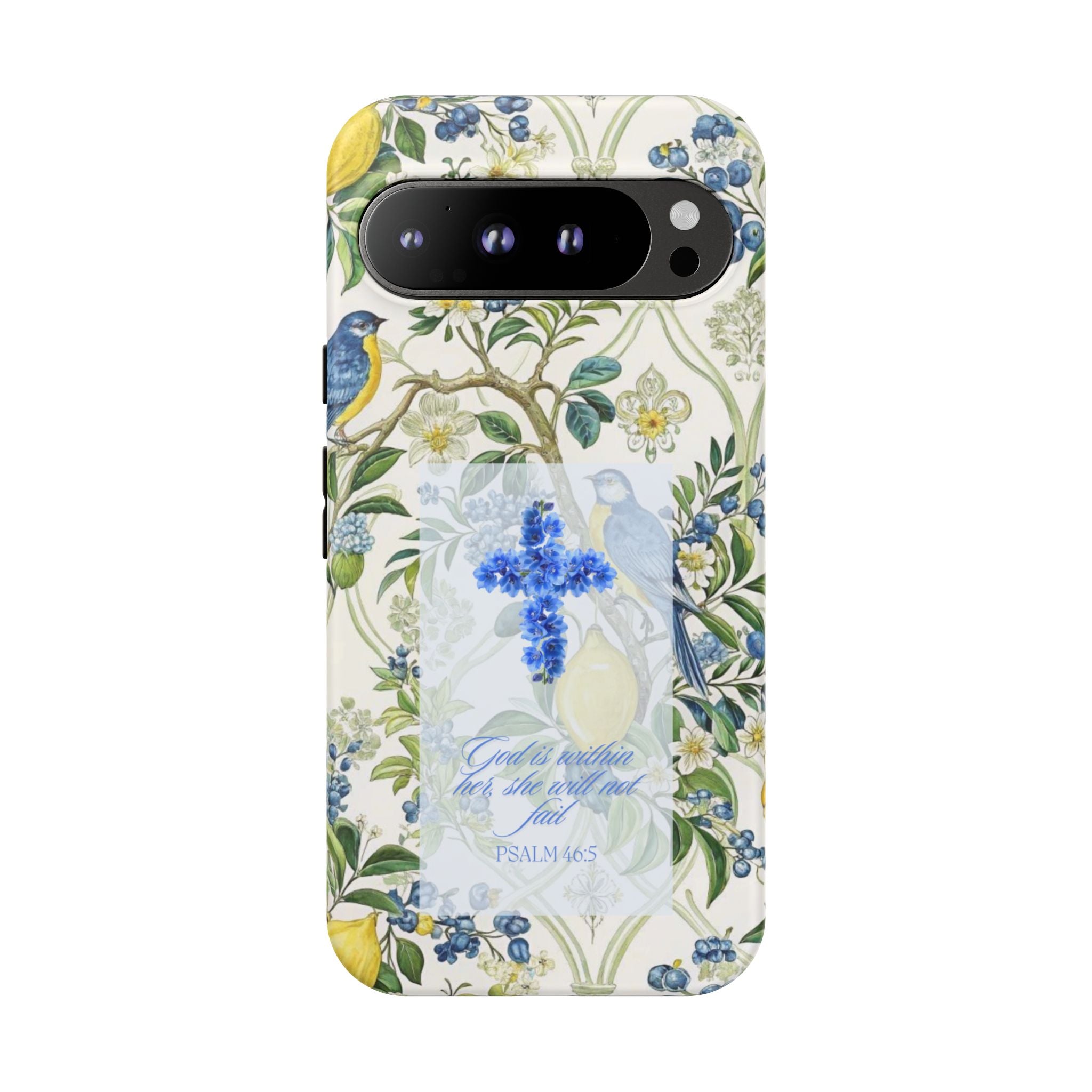 Floral Cross Tough Phone Case — Psalms Blessing Protective Cover