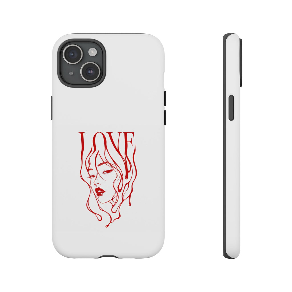 Red Line Art 'Love' Face Design - Tough Case