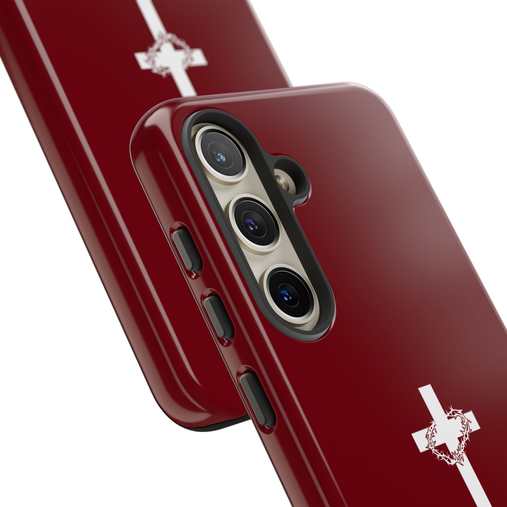 God's Plan — Christian Tough Phone Case | Cross Faith Burgundy Cover