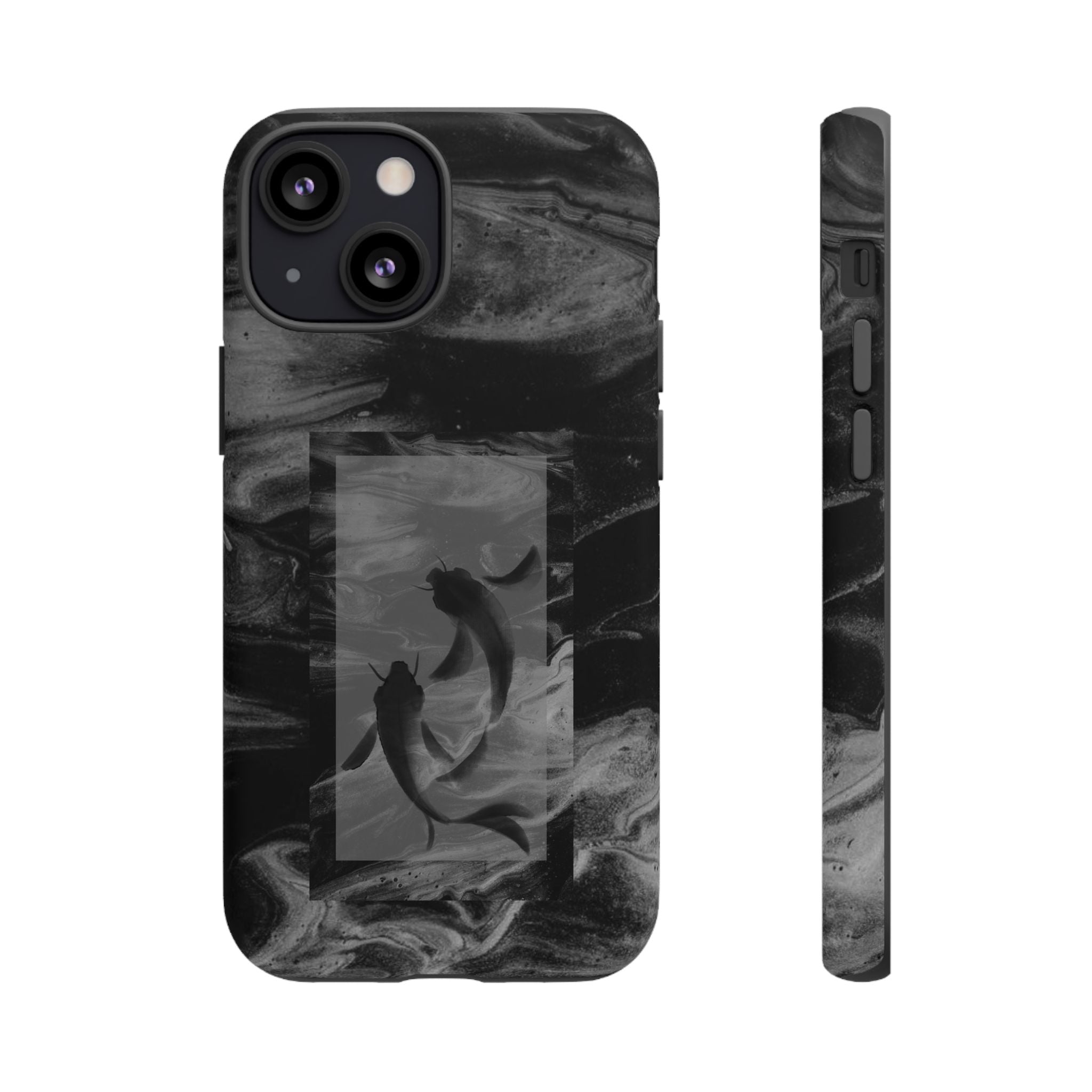 Koi Yin-Yang Marble Phone Case – Black Smoky Art Protection