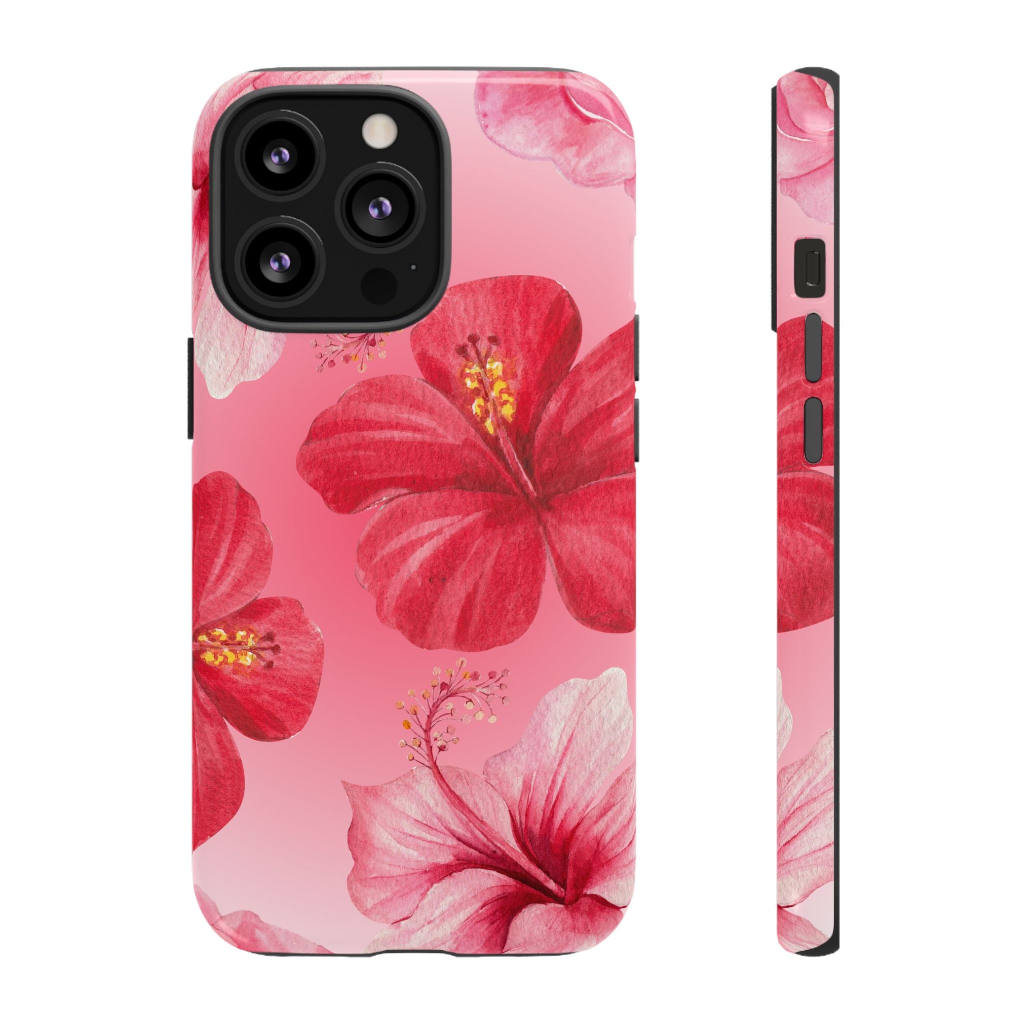 Hibiscus Pink Tough Phone Case — Floral Tropical Protective Cover