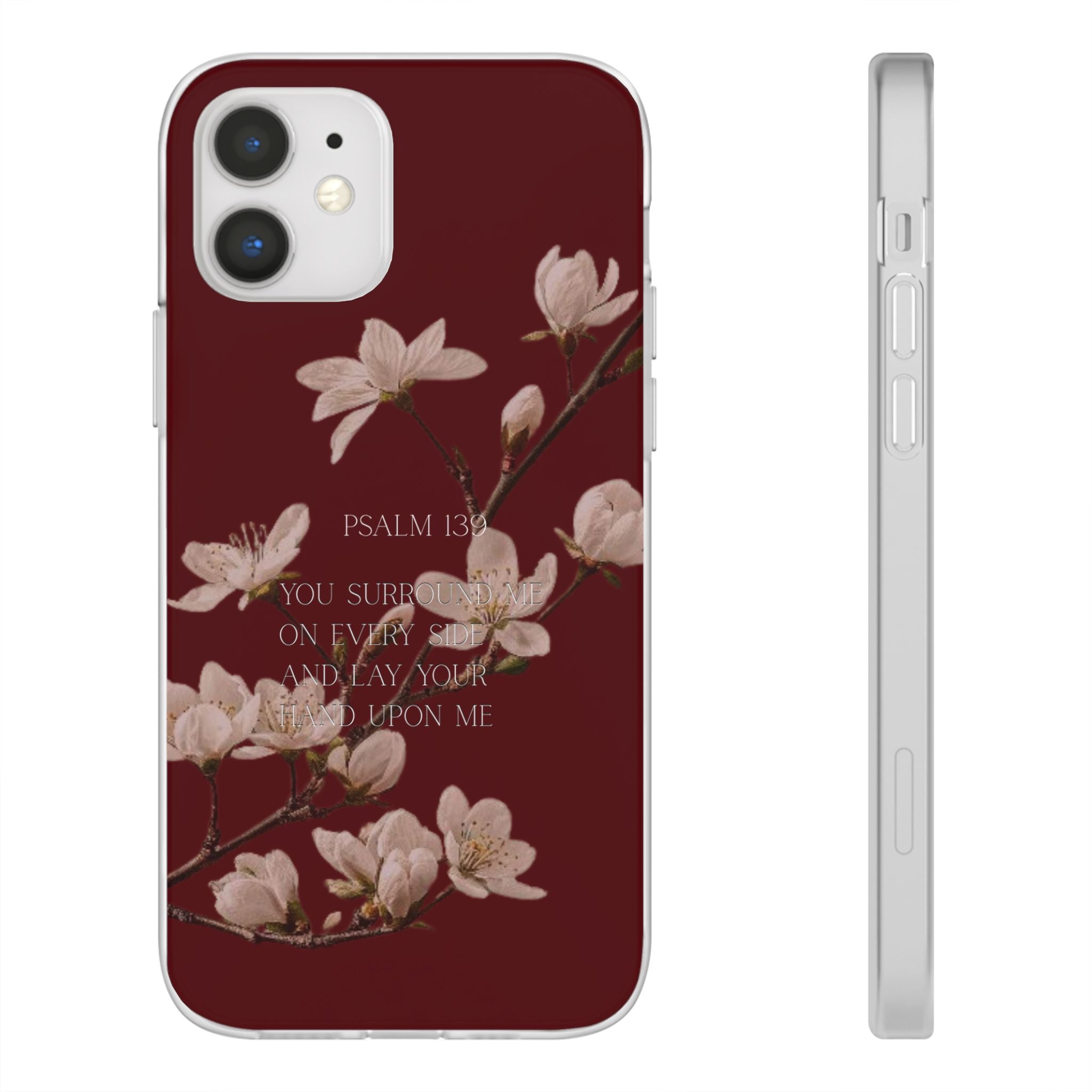 Floral Psalm Phone Case — Psalm 139 Scripture Cherry Blossom iPhone Cover
