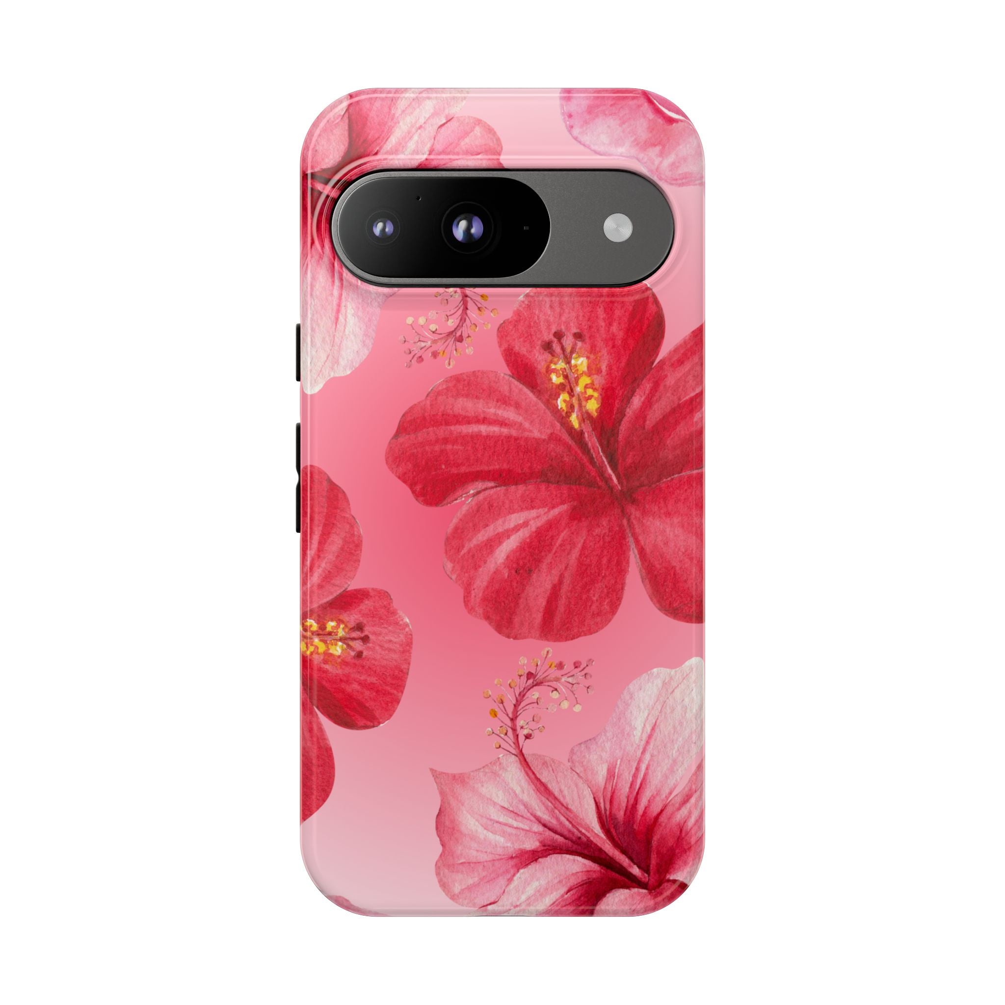 Hibiscus Pink Tough Phone Case — Floral Tropical Protective Cover