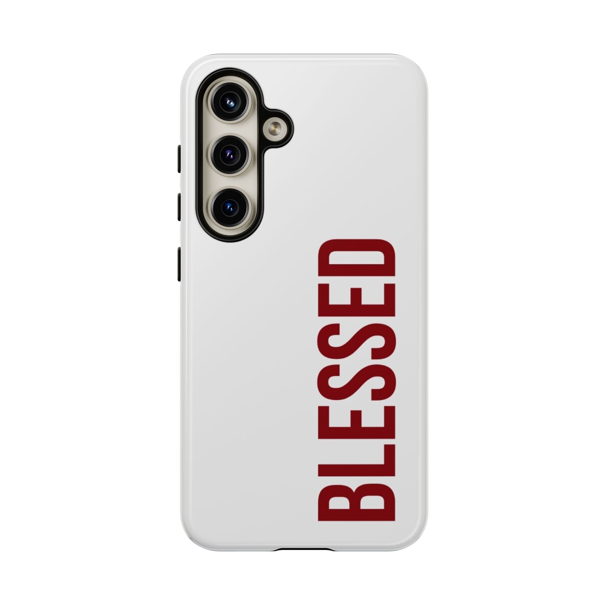 Blessed Vertical Phone Case — Protective Slim iPhone Cover with Red 'BLESSED' Text