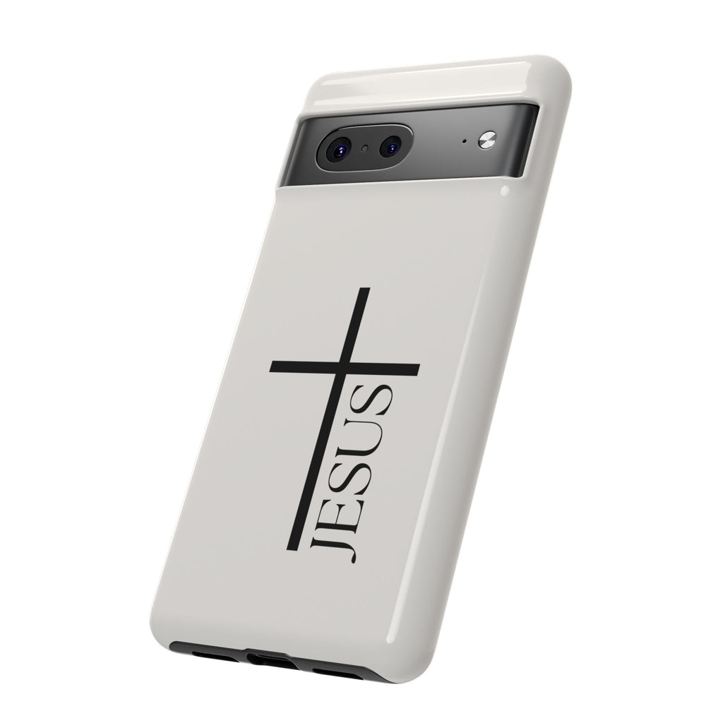 Christian Cross Phone Case - JESUS Vertical Minimalist iPhone Cover
