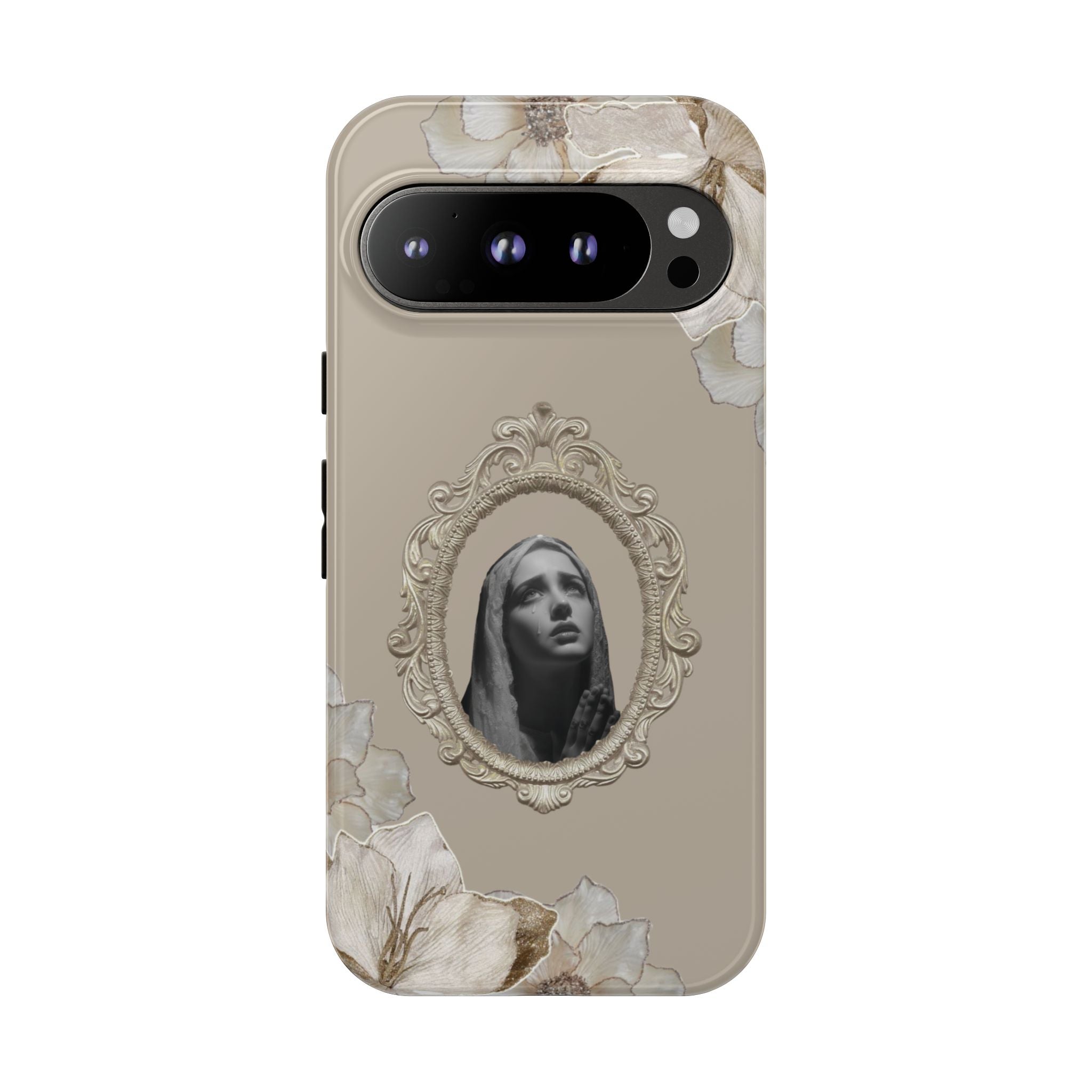 Vintage Floral Phone Case with Sacred Madonna Portrait
