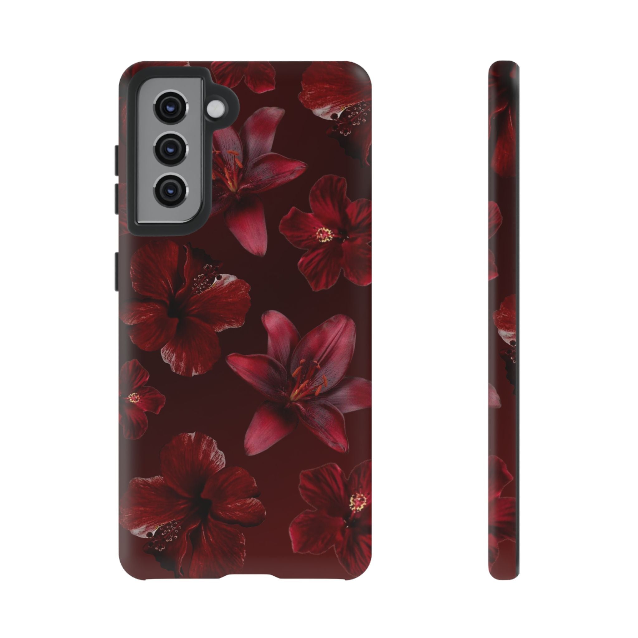 Tough Cases - Dark Red Floral Phone Case