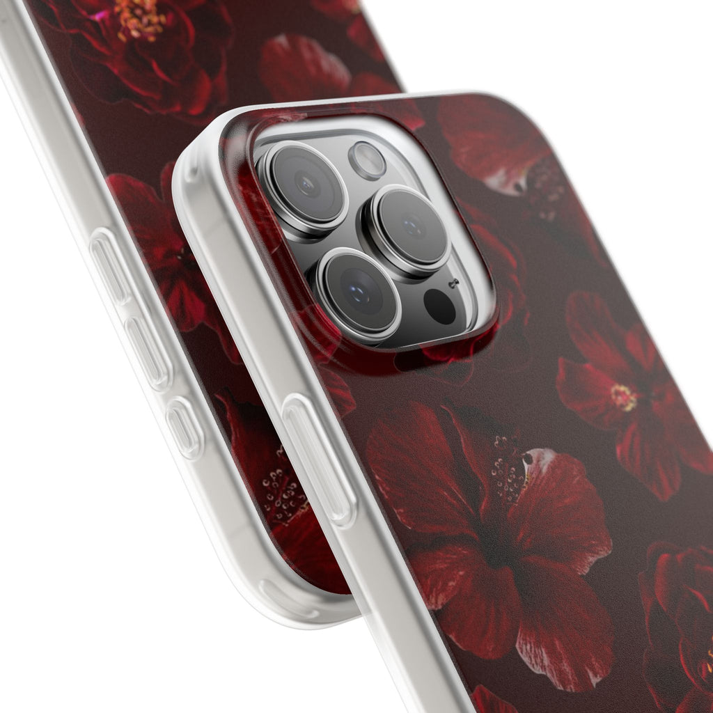 Red Floral Flexi Case — Dark Rose Phone Case