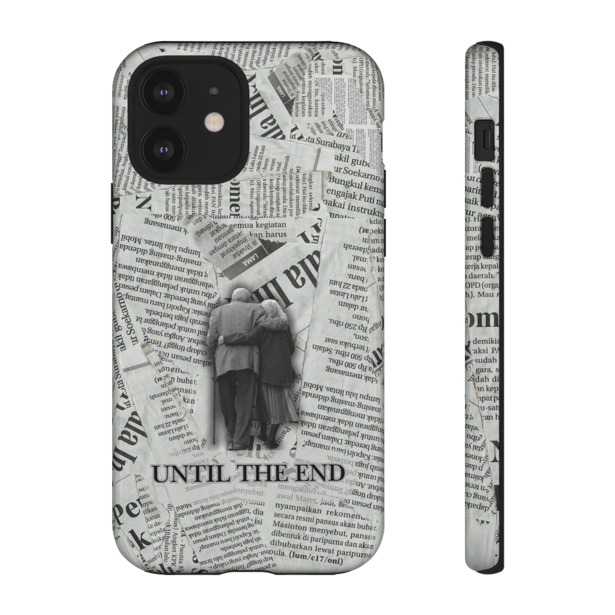 Until the End Newspaper Collage Phone Case