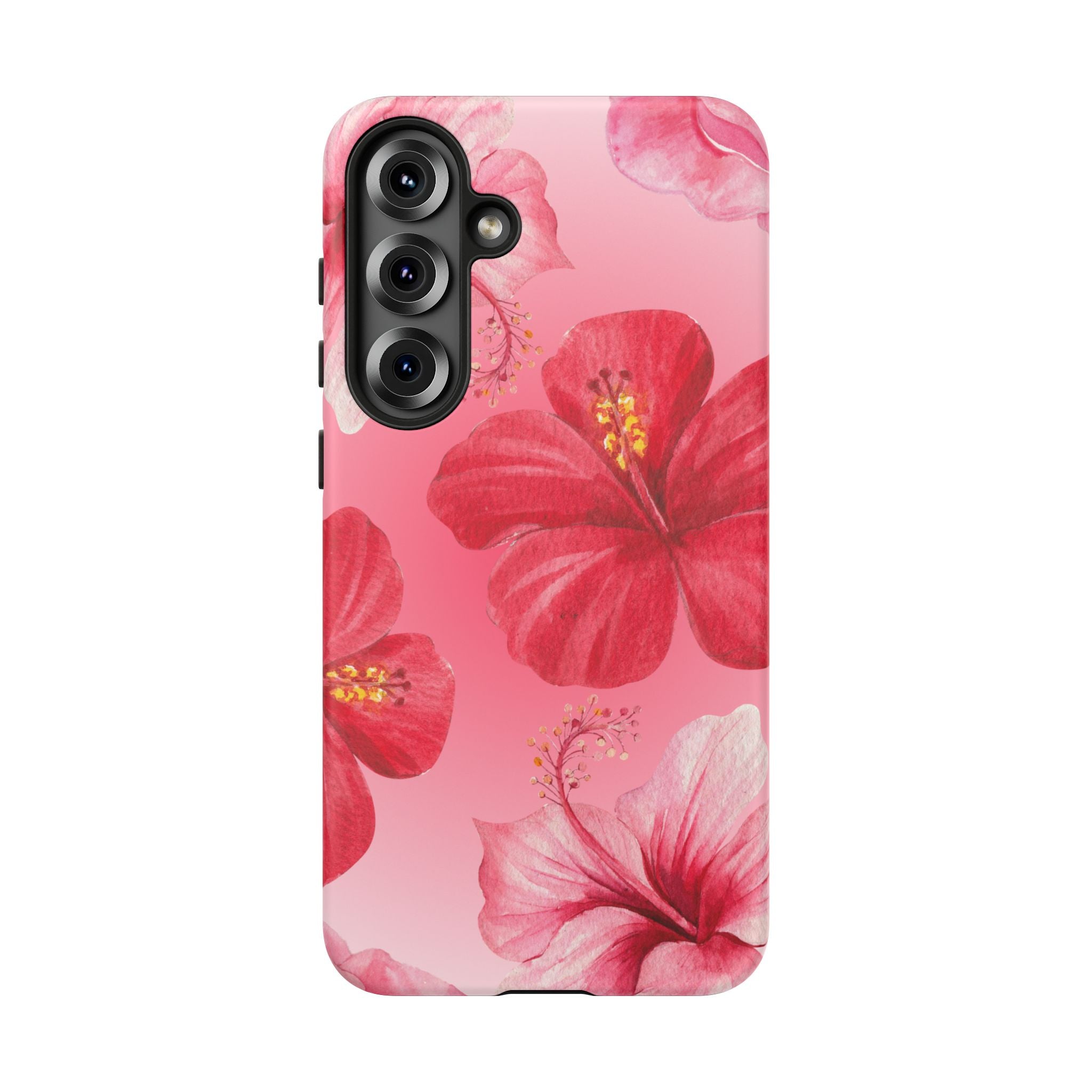 Hibiscus Pink Tough Phone Case — Floral Tropical Protective Cover