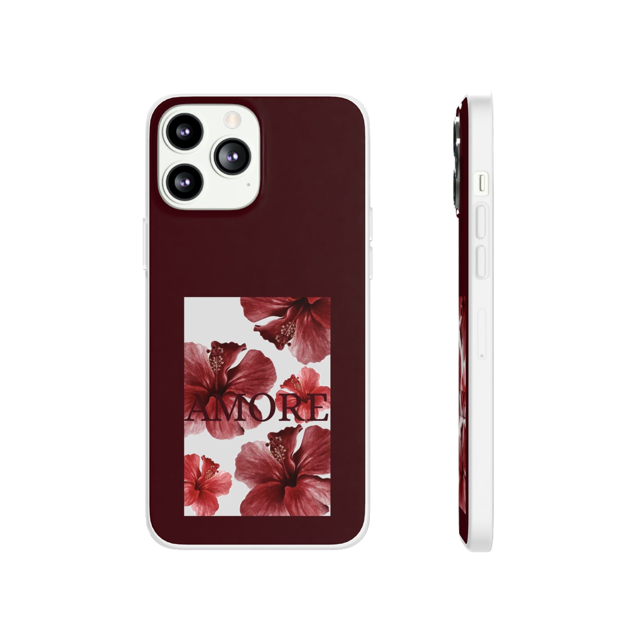 Floral Amore Phone Case — Burgundy Hibiscus Flexible Protection
