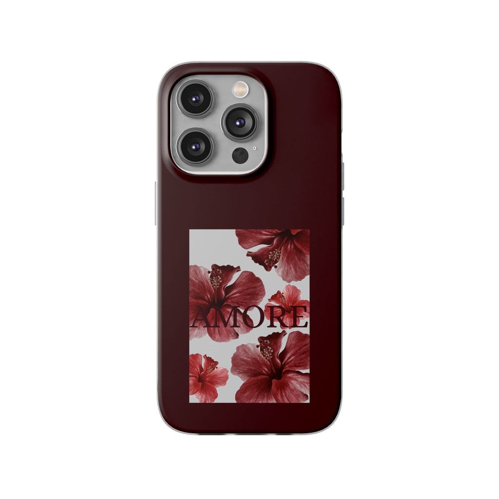 Floral Amore Phone Case — Burgundy Hibiscus Flexible Protection