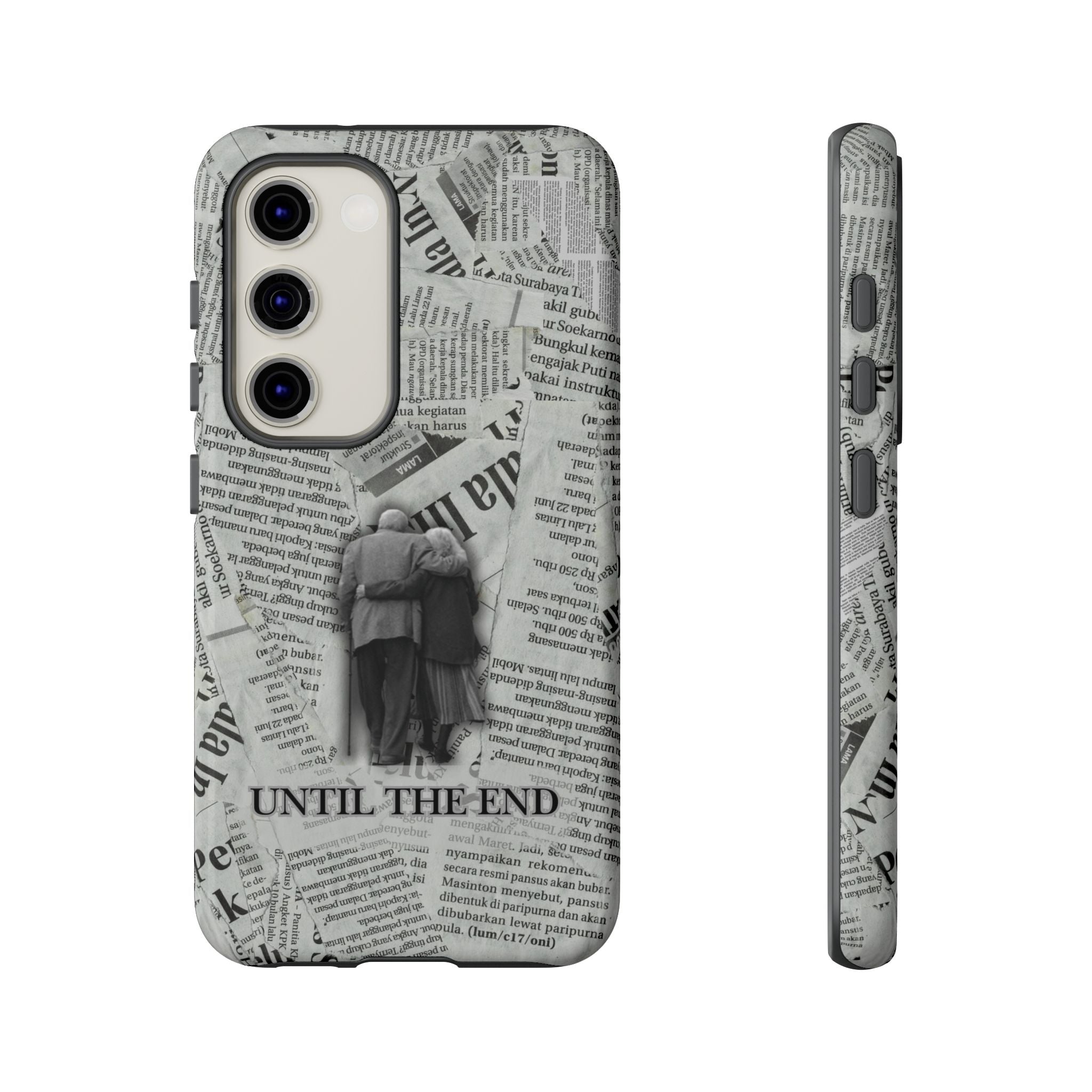 Until the End Newspaper Collage Phone Case