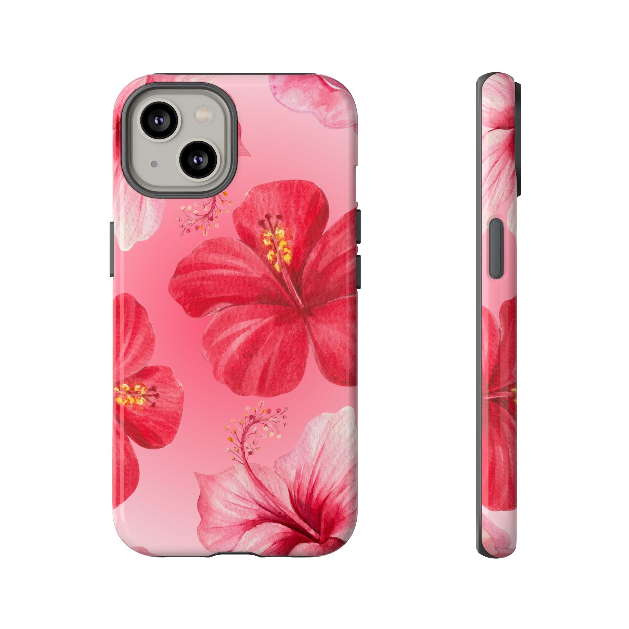 Hibiscus Pink Tough Phone Case — Floral Tropical Protective Cover