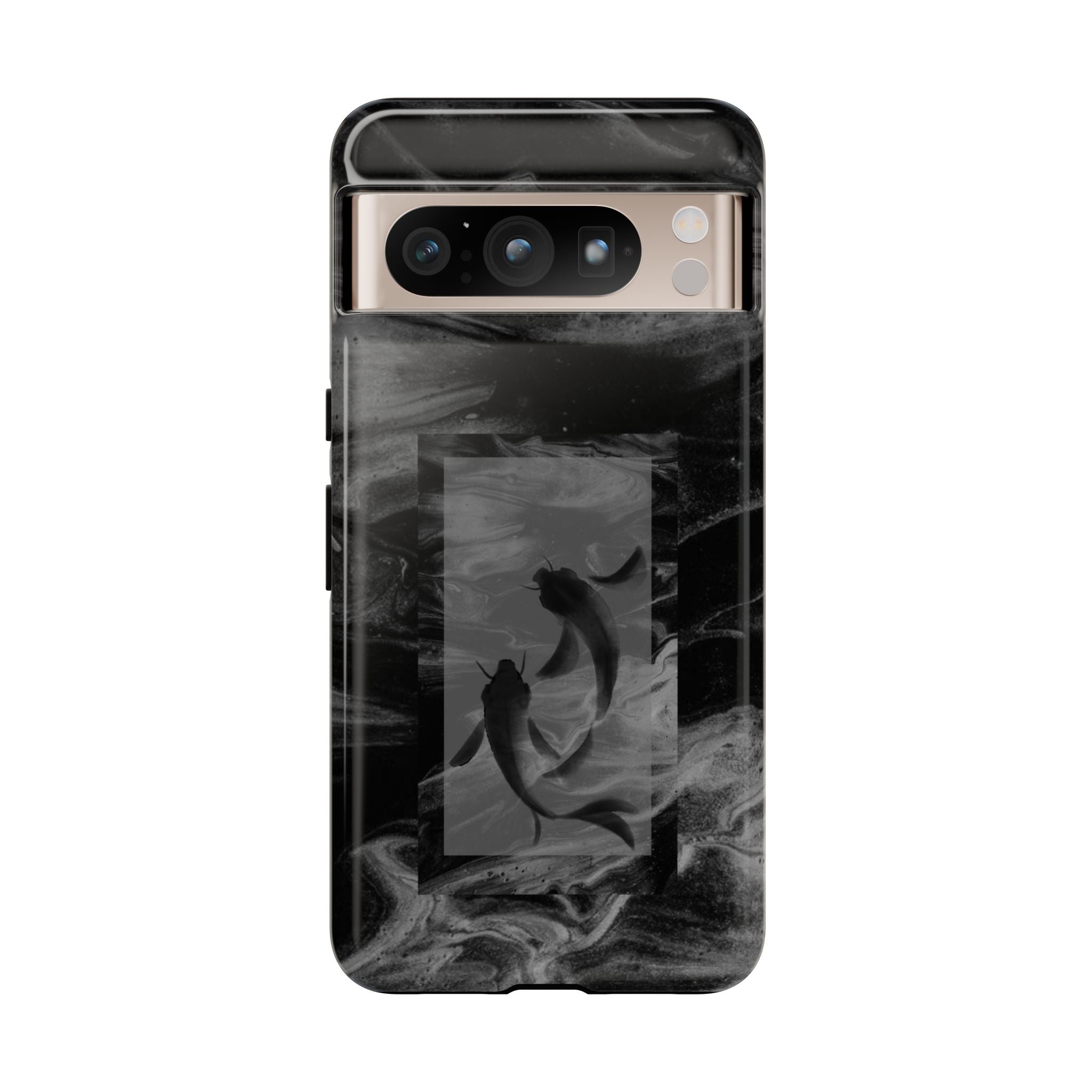 Koi Yin-Yang Marble Phone Case – Black Smoky Art Protection