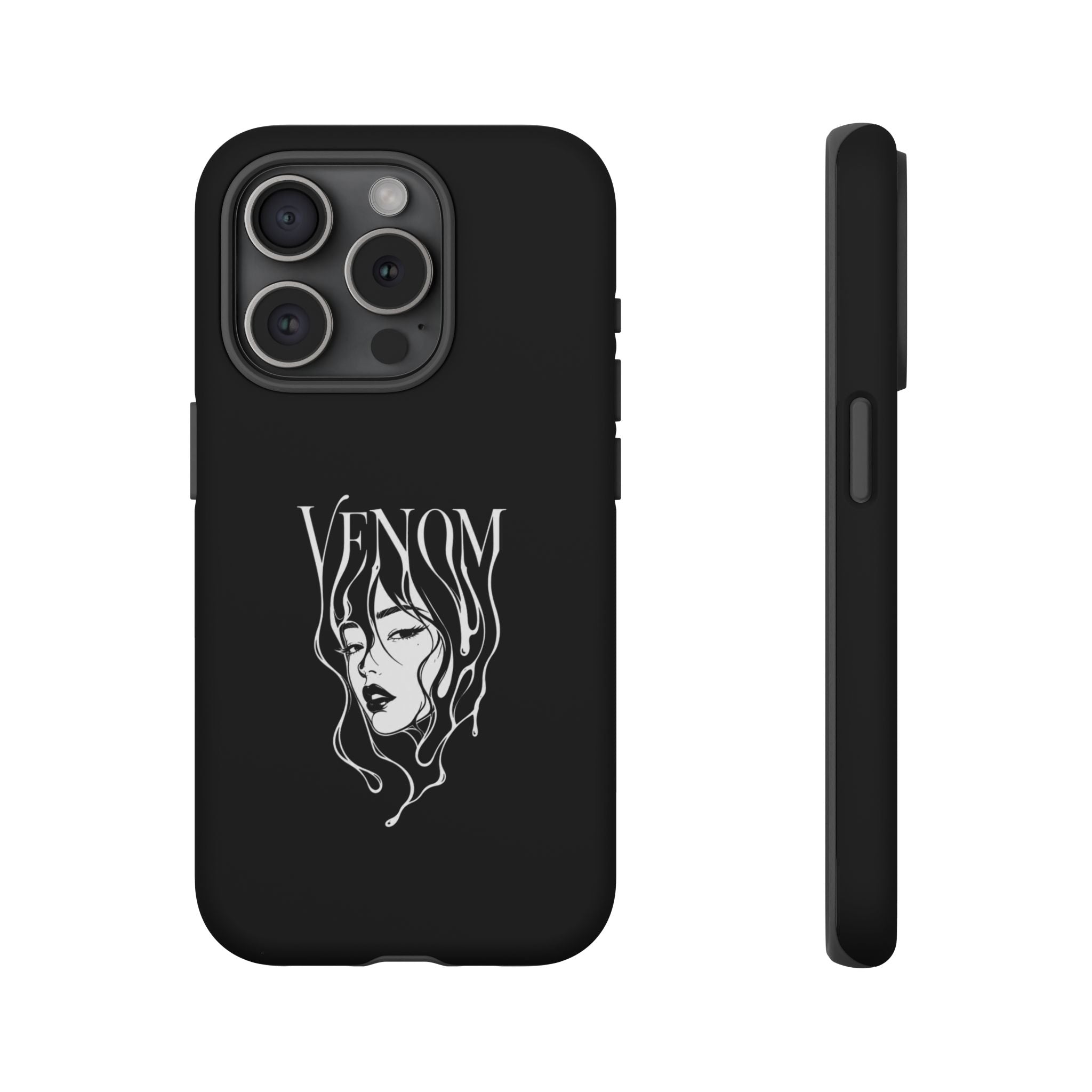 Venom Goth Phone Case — Black Protective Tough Case with Dark Femme Artwork