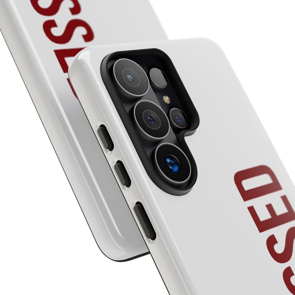 Blessed Vertical Phone Case — Protective Slim iPhone Cover with Red 'BLESSED' Text