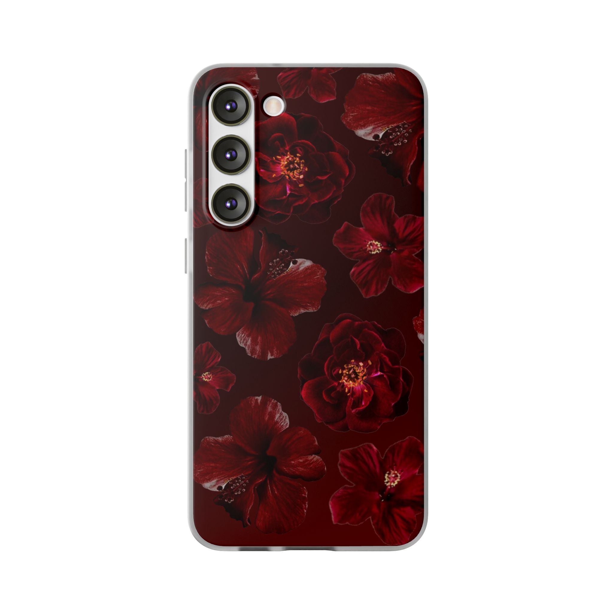 Red Floral Flexi Case — Dark Rose Phone Case
