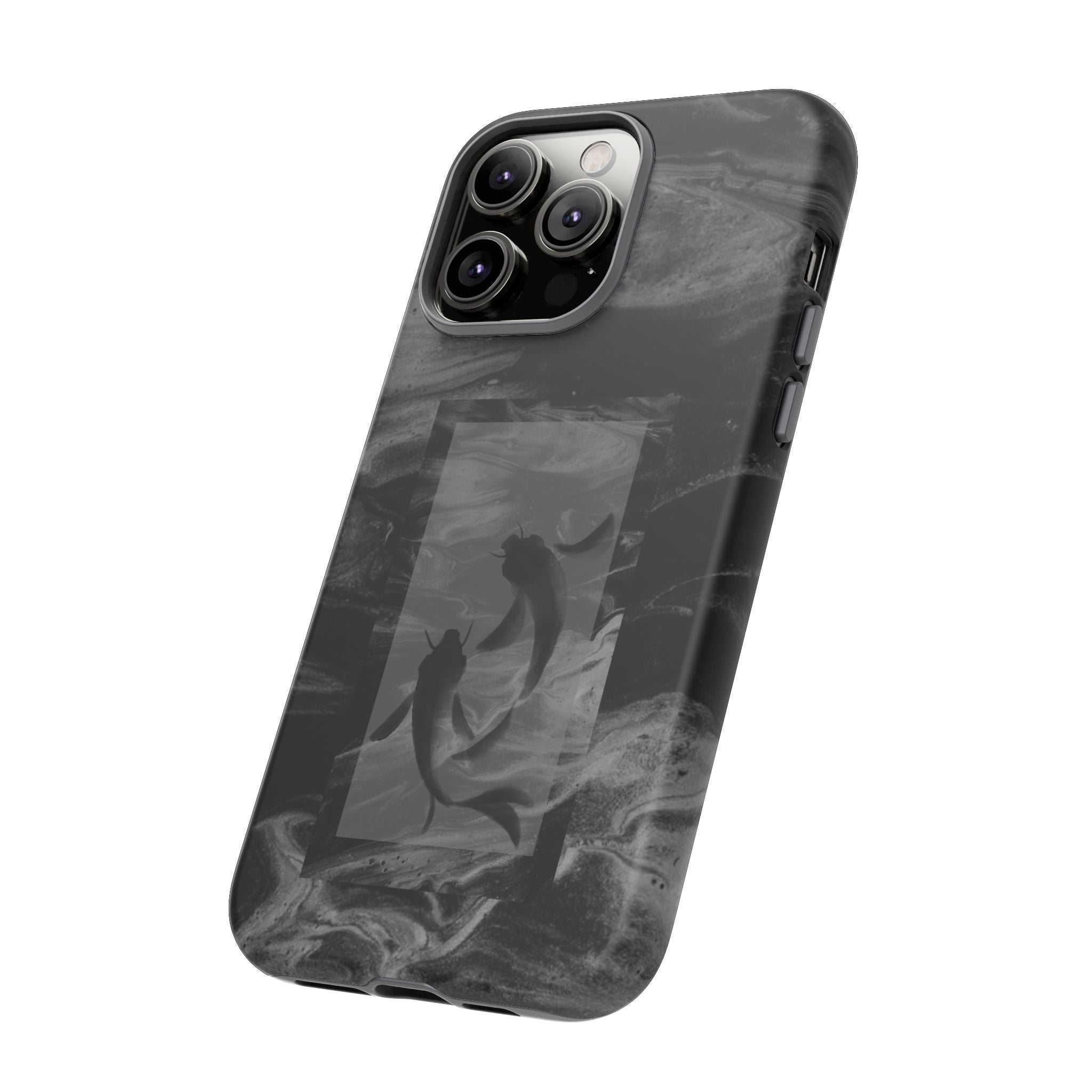 Koi Yin-Yang Marble Phone Case – Black Smoky Art Protection