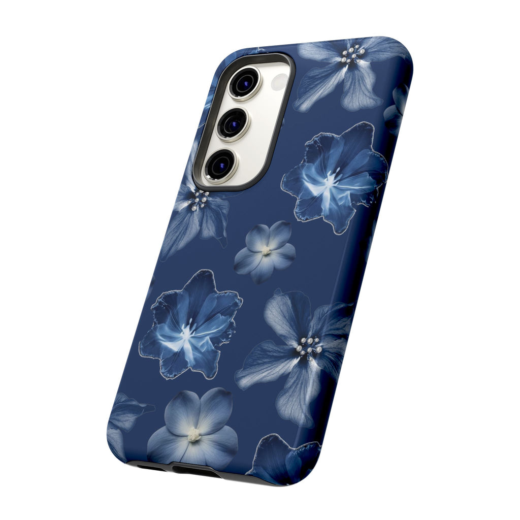 Navy Floral Tough Phone Case — Blue Bloom Protective Cover