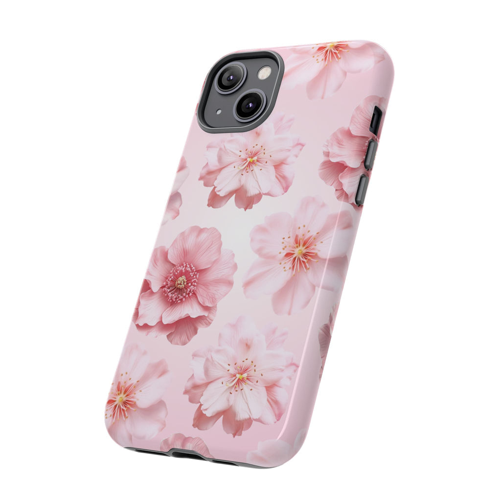 Pink Floral Tough Phone Case — Protective Sakura Blossom Design