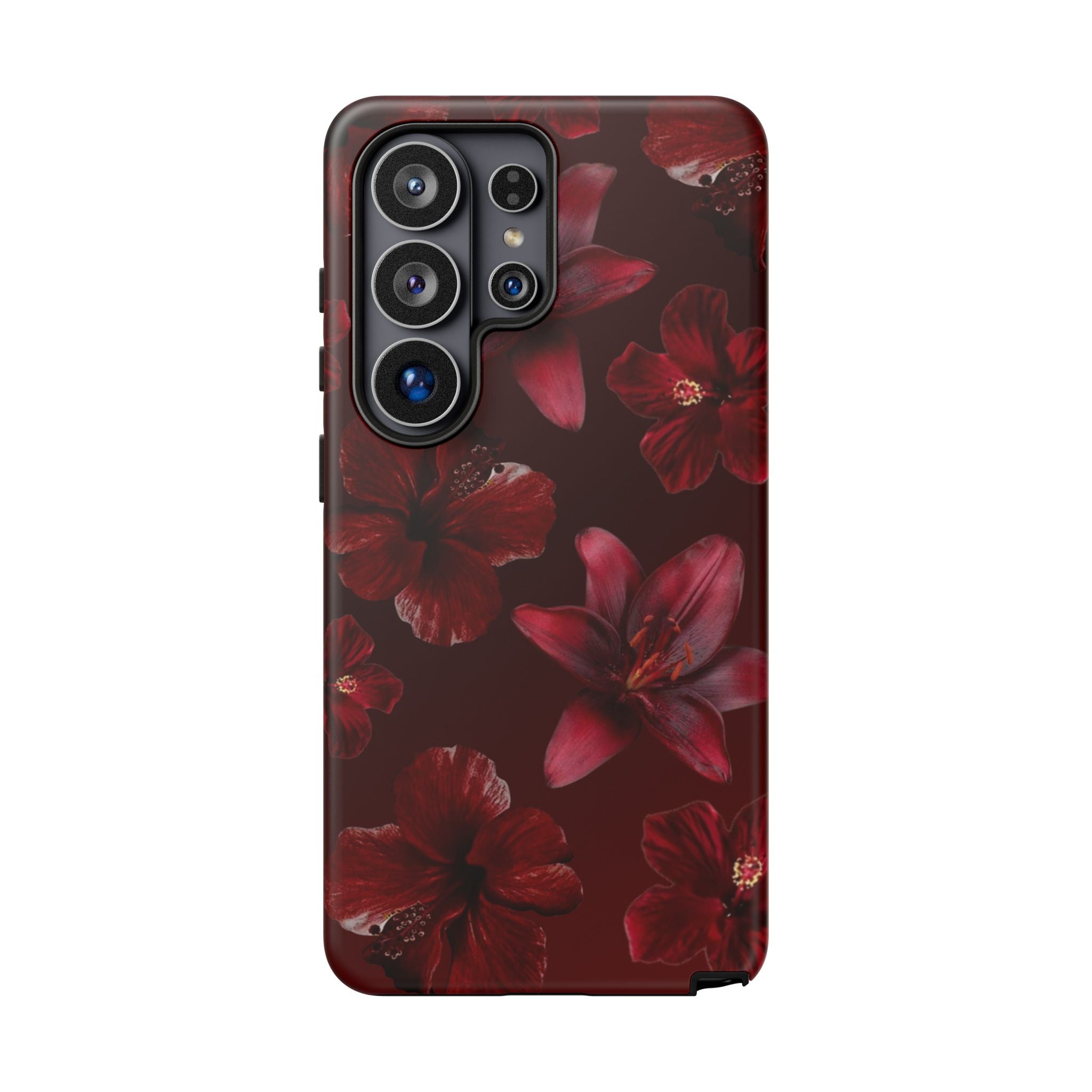 Tough Cases - Dark Red Floral Phone Case