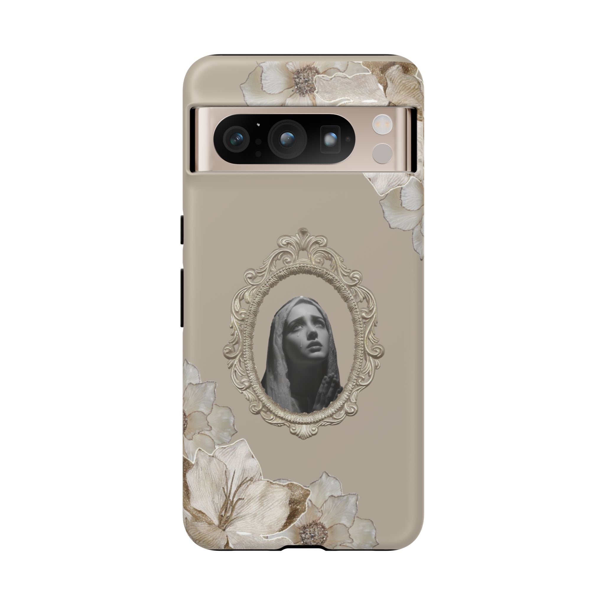 Vintage Floral Phone Case with Sacred Madonna Portrait
