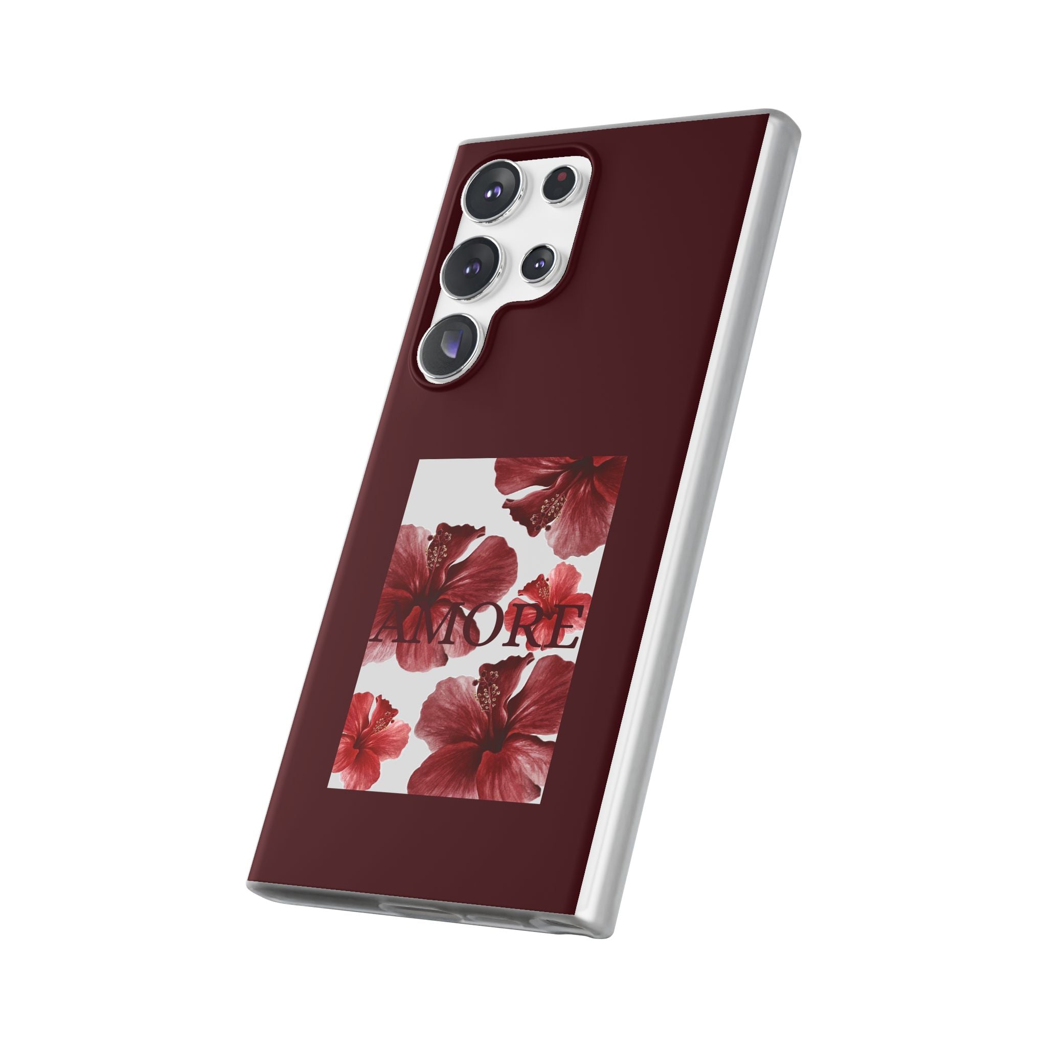 Floral Amore Phone Case — Burgundy Hibiscus Flexible Protection