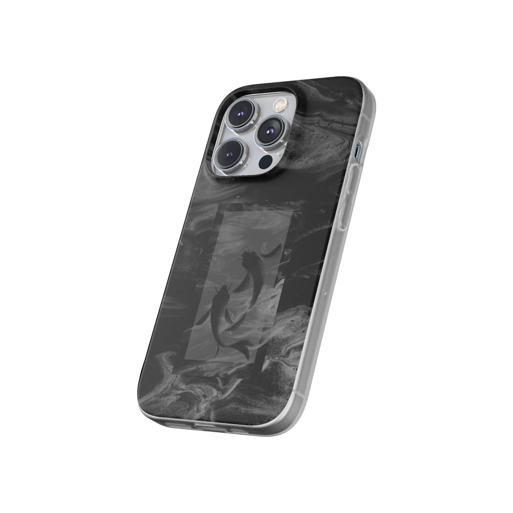 Black Koi Phone Case — Minimalist Monochrome Fish Design