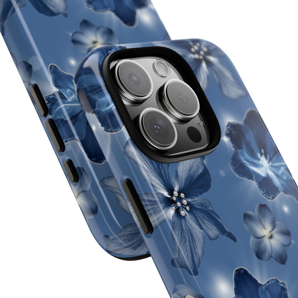 Blue Floral Tough Phone Case — Protective Blossom Design