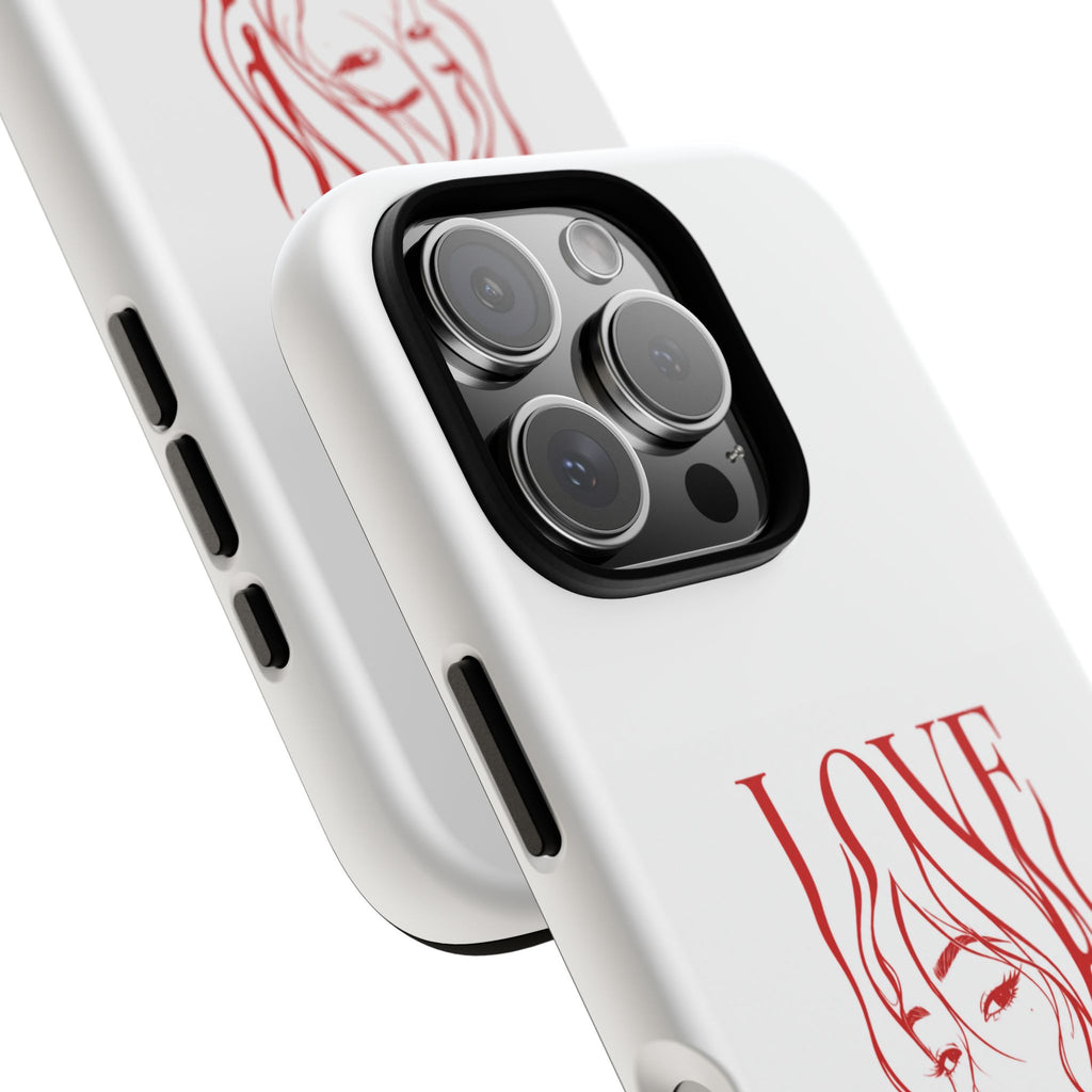 Red Line Art 'Love' Face Design - Tough Case