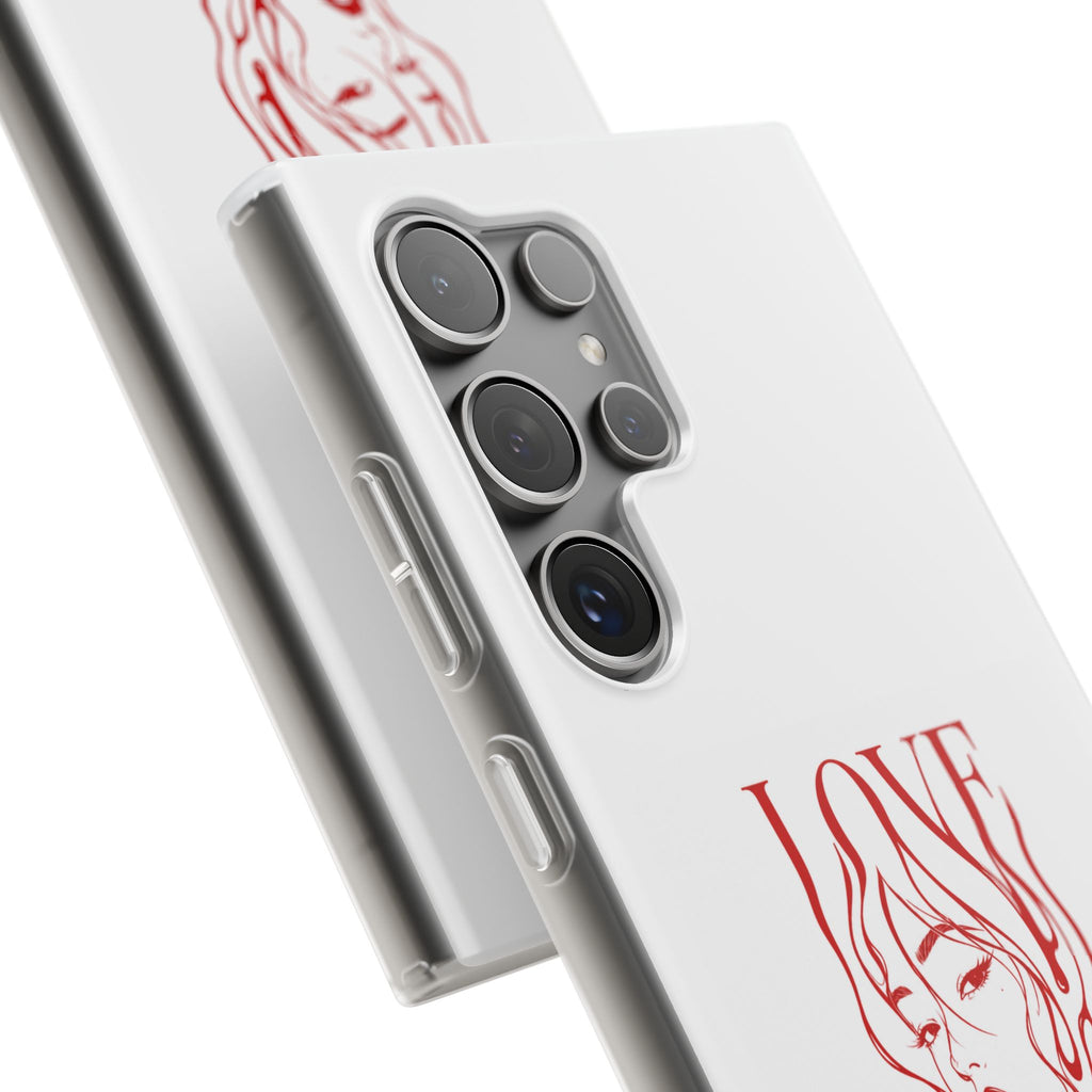 Red Line Art 'LOVE'  Face Design - Flexi Case