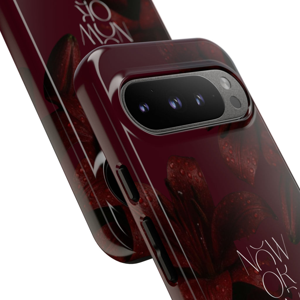 Tough Cases – Burgundy Floral “Now or Never” Protective Phone Case