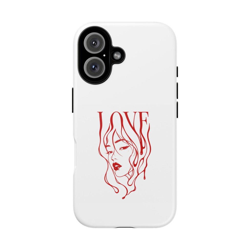 Red Line Art 'Love' Face Design - Tough Case