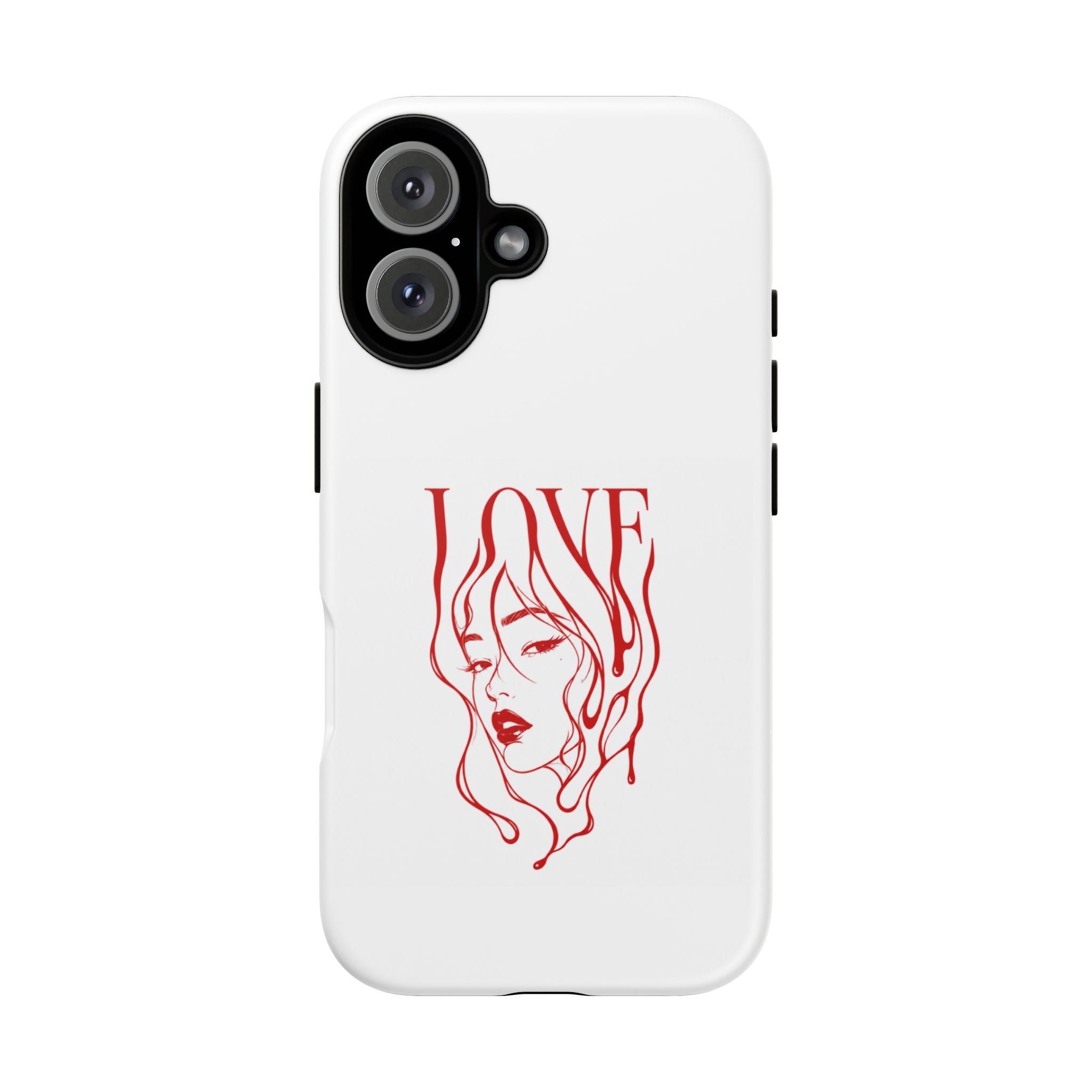 Red Line Art 'Love' Face Design - Tough Case