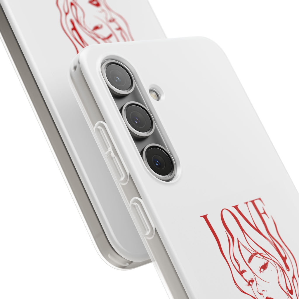 Red Line Art 'LOVE'  Face Design - Flexi Case