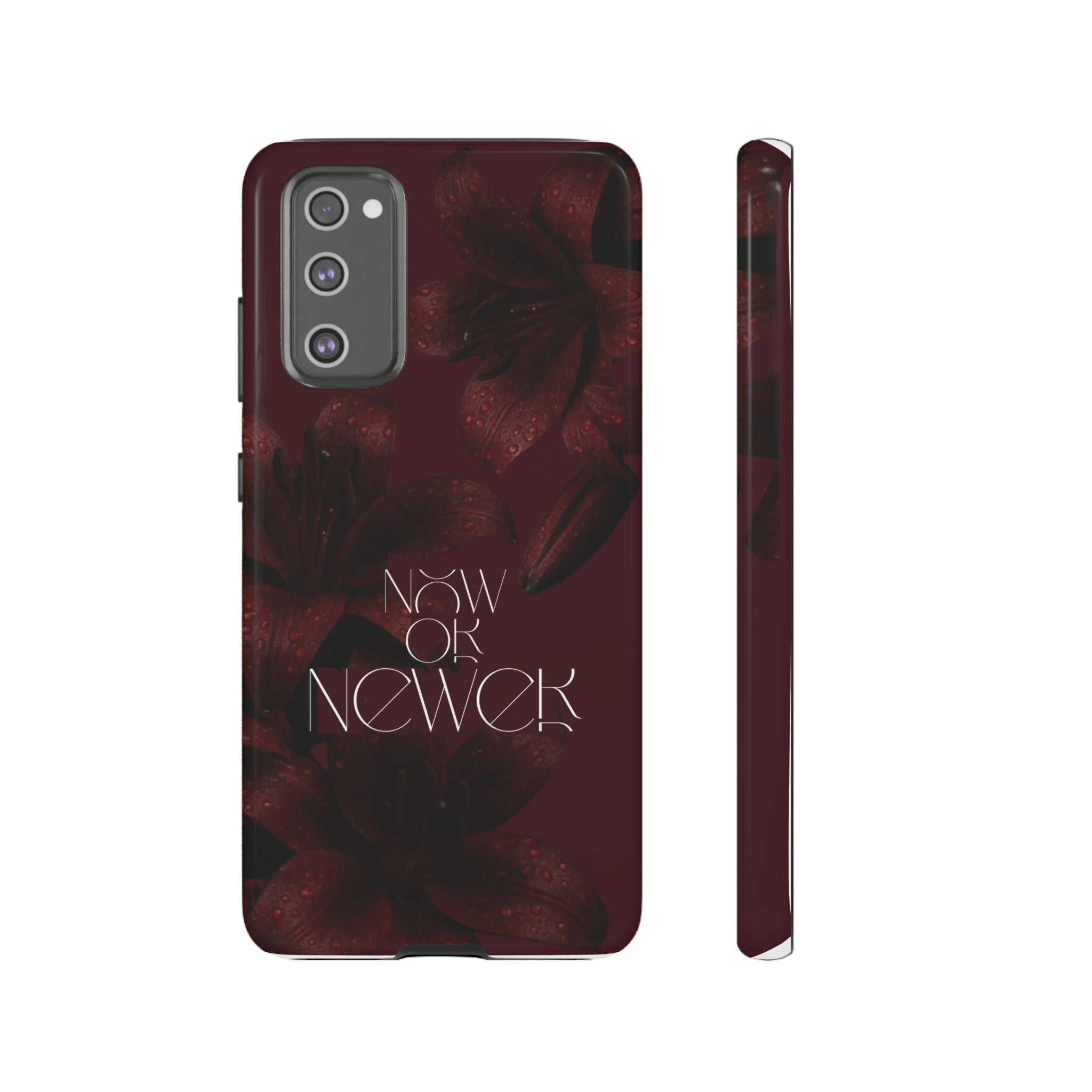 Tough Cases – Burgundy Floral “Now or Never” Protective Phone Case