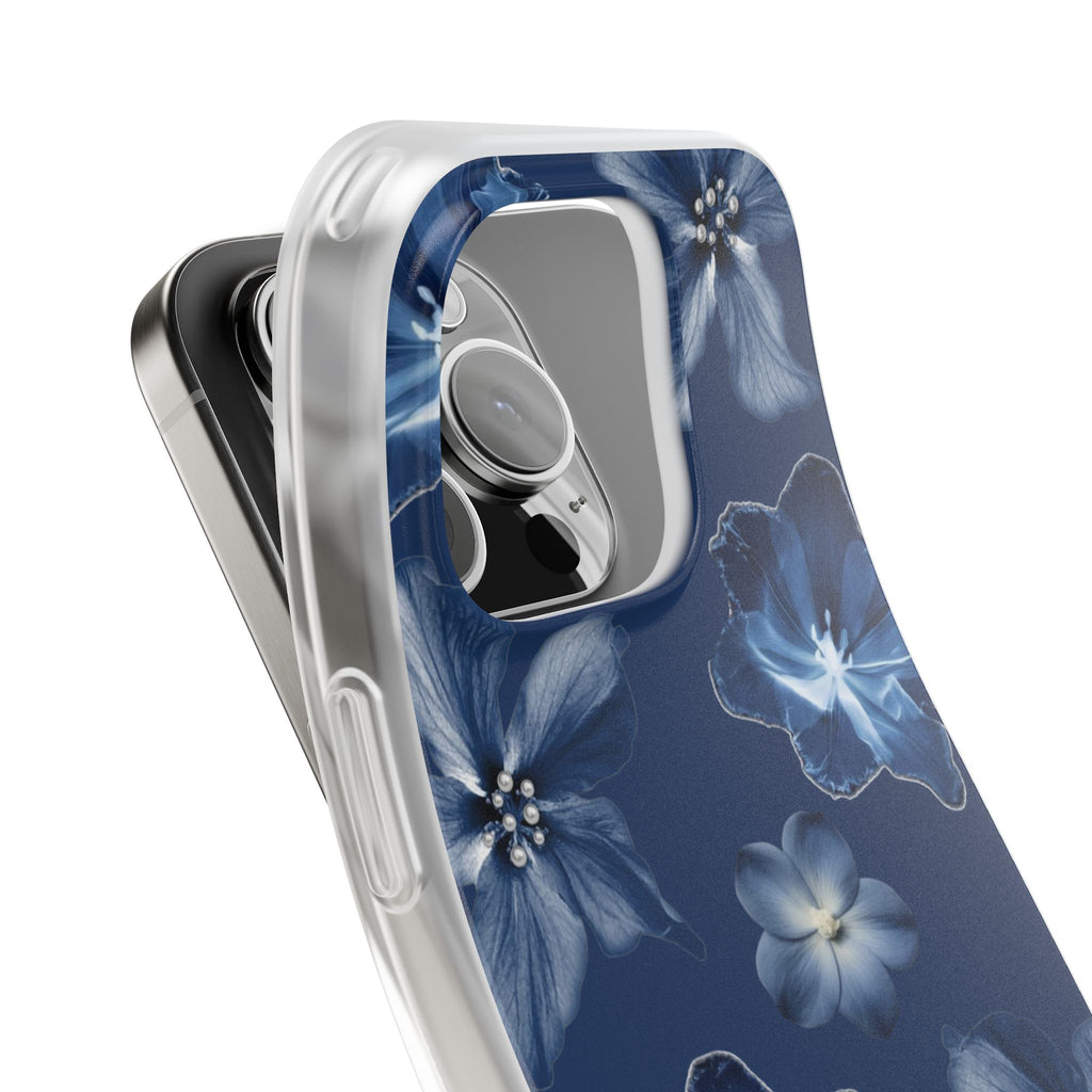 Floral Blue Phone Case — Navy Watercolor Blossom Flexi Case