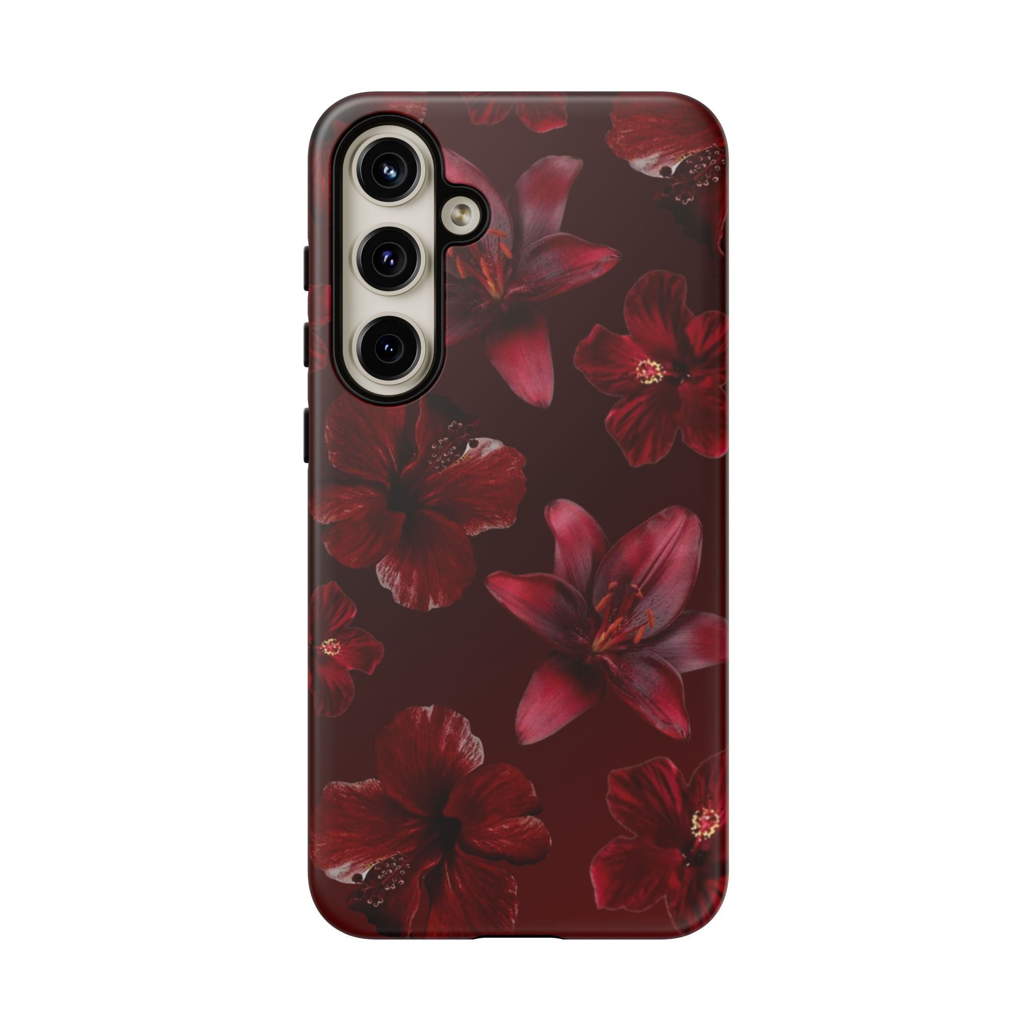 Tough Cases - Dark Red Floral Phone Case