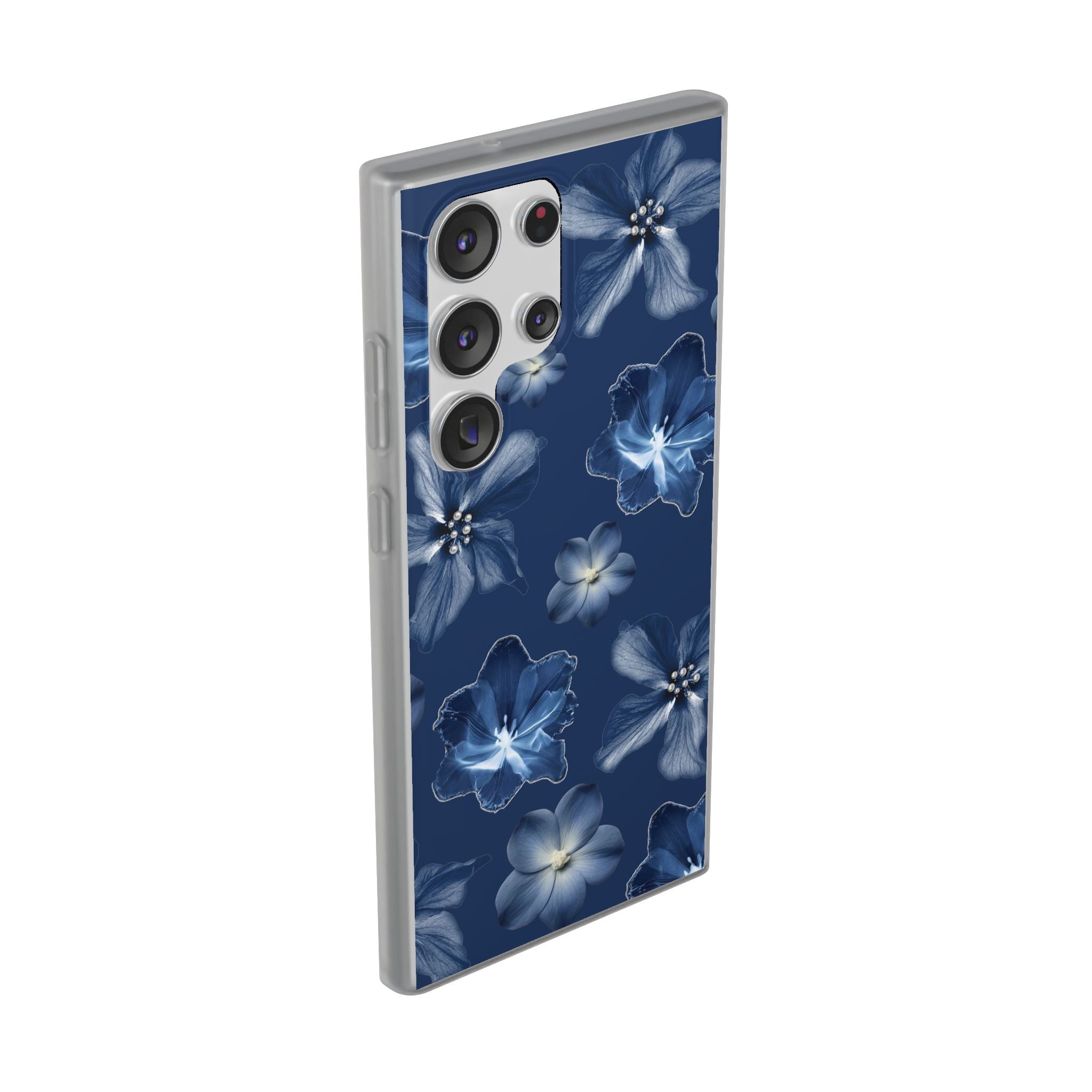 Floral Blue Phone Case — Navy Watercolor Blossom Flexi Case