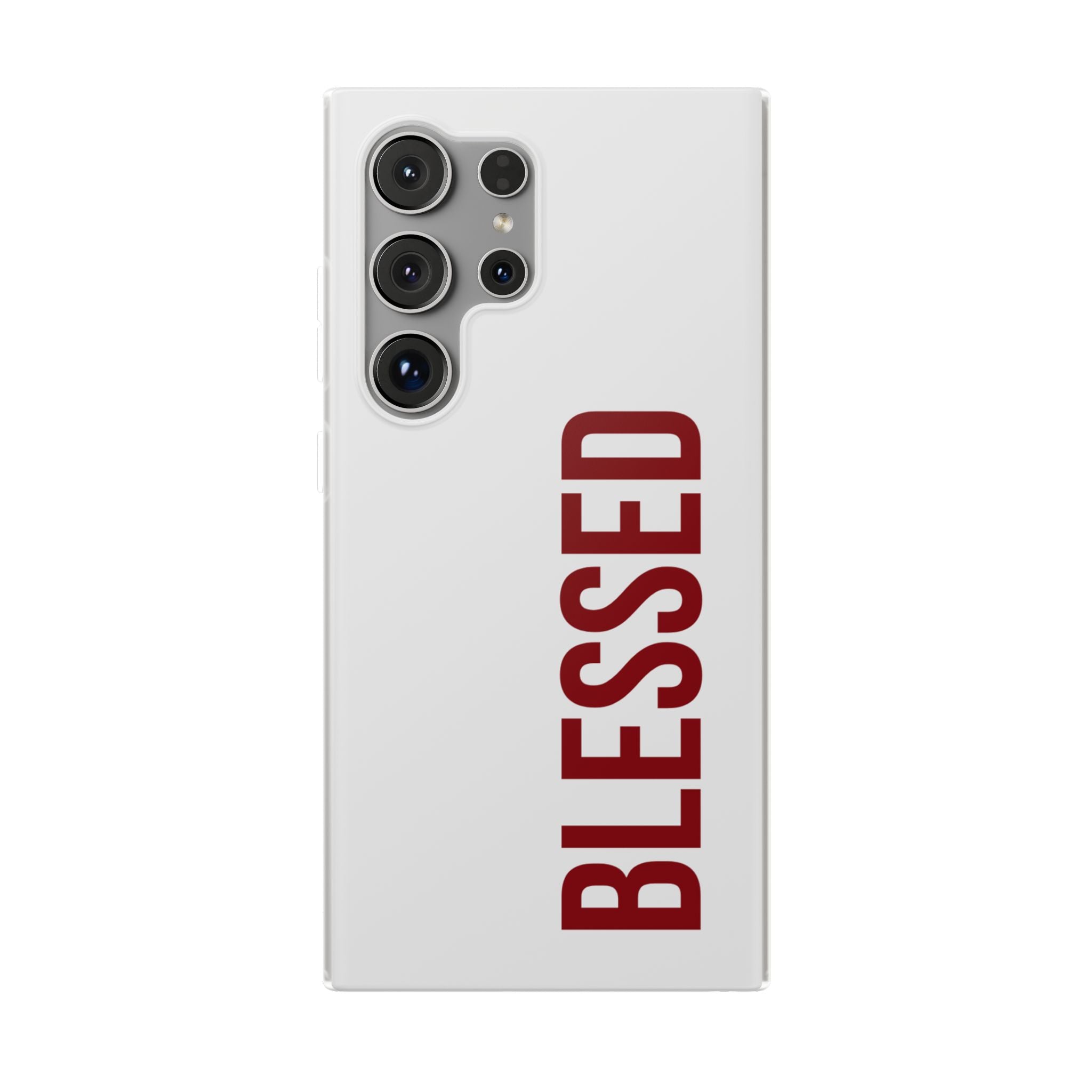 Blessed Phone Case — Vertical Red Typography Clear Flexi Case