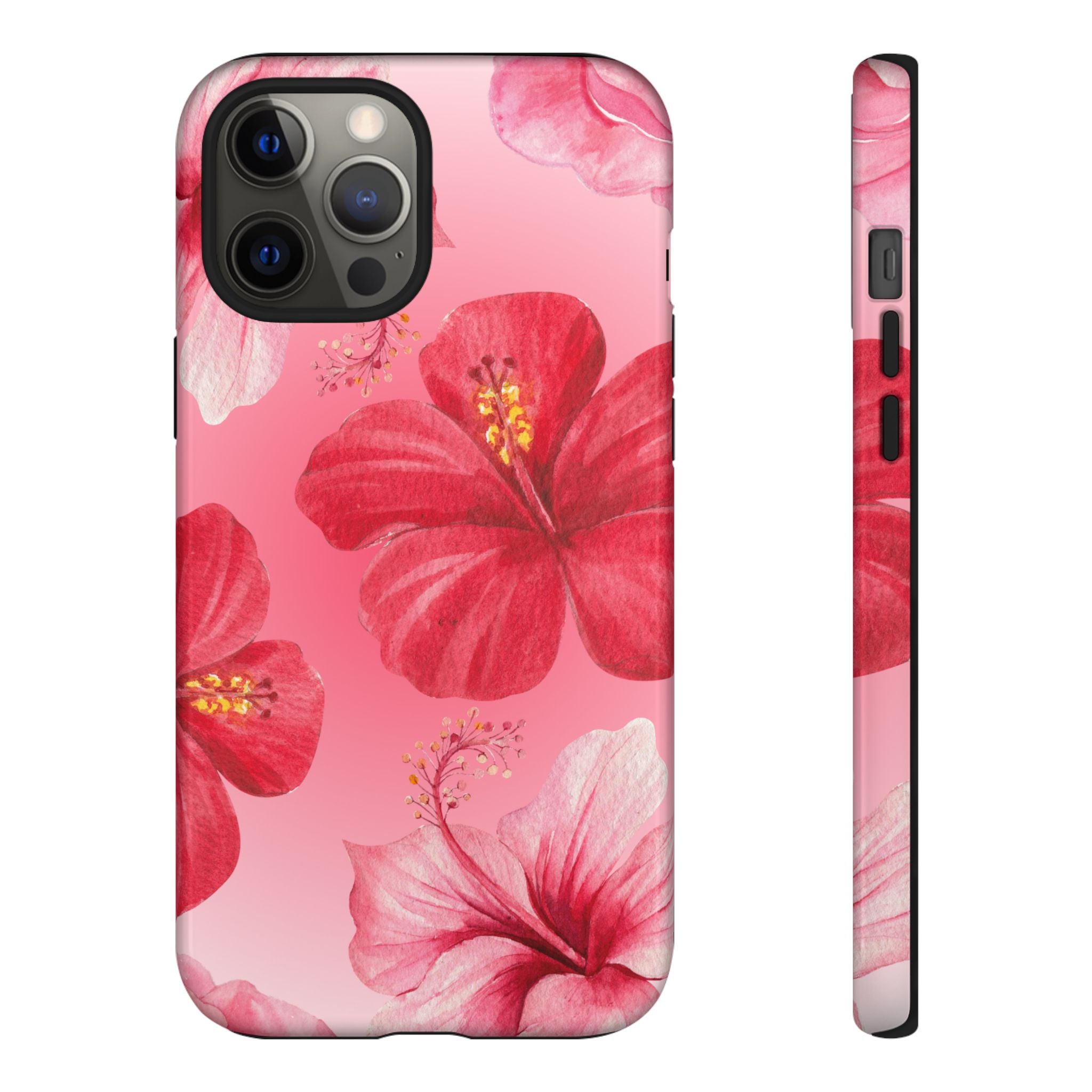 Hibiscus Pink Tough Phone Case — Floral Tropical Protective Cover