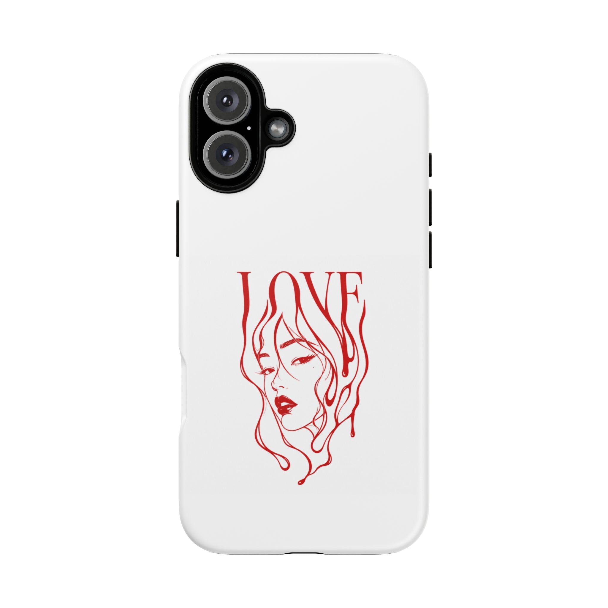 Red Line Art 'Love' Face Design - Tough Case